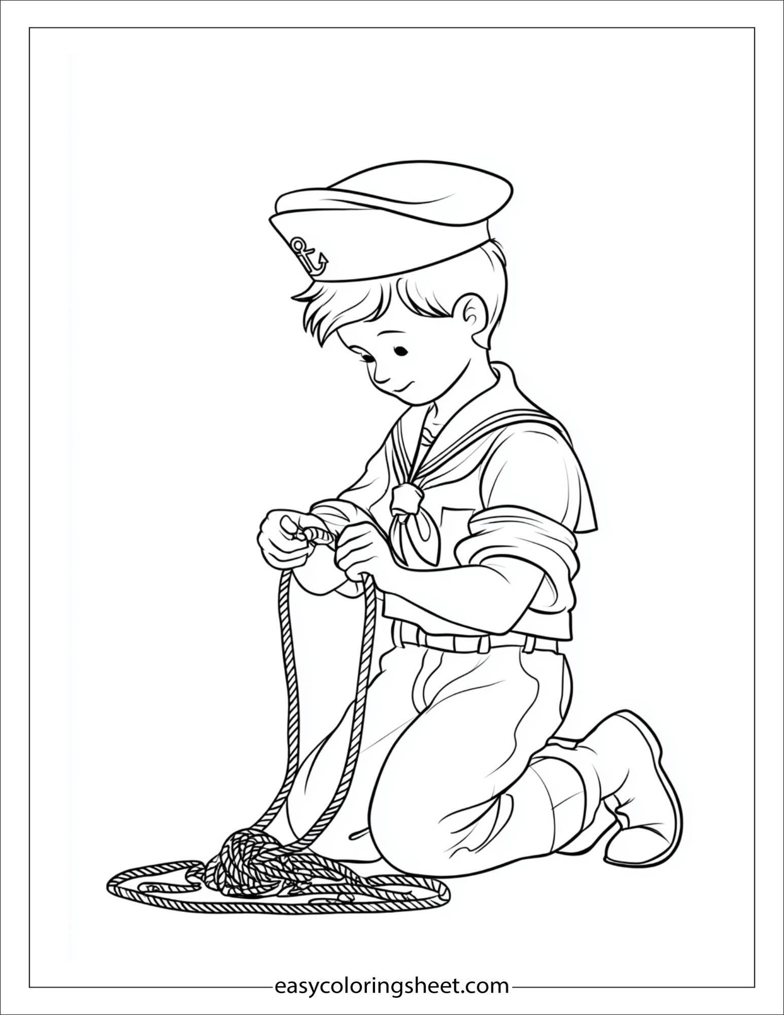 Sailor tying sailor knots
