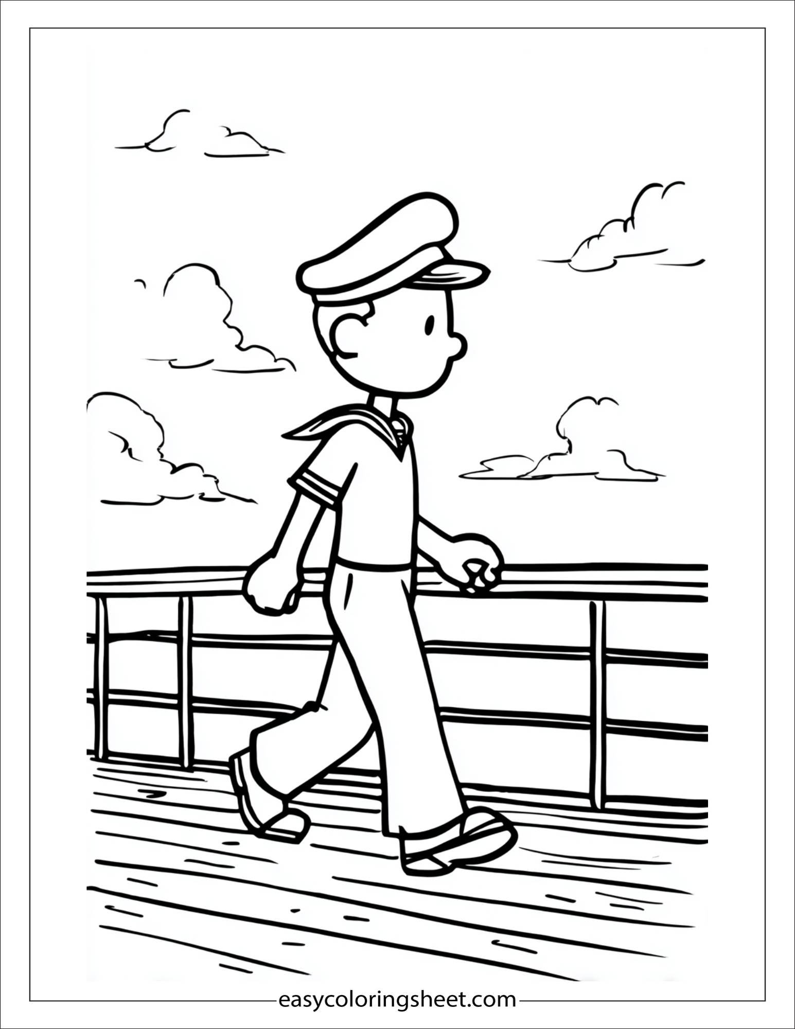 Sailor walking on deck