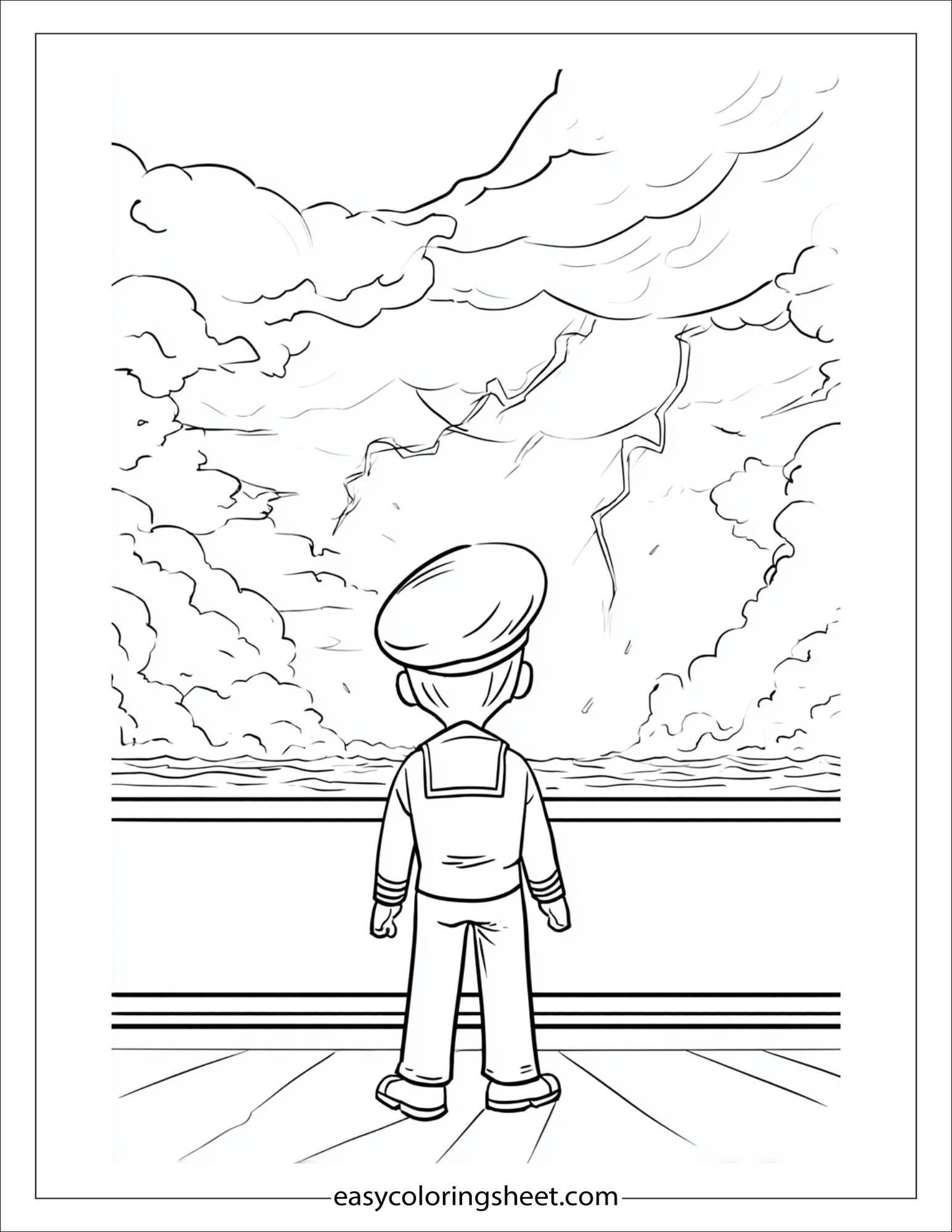 Sailor watching storm clouds