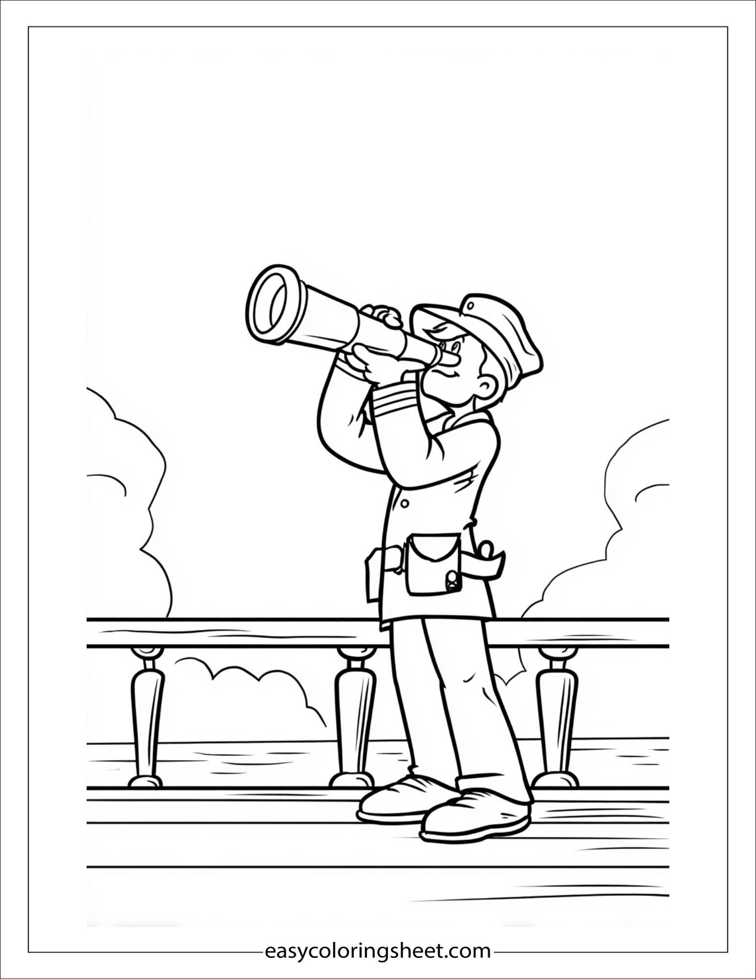 Sailor watching through telescope