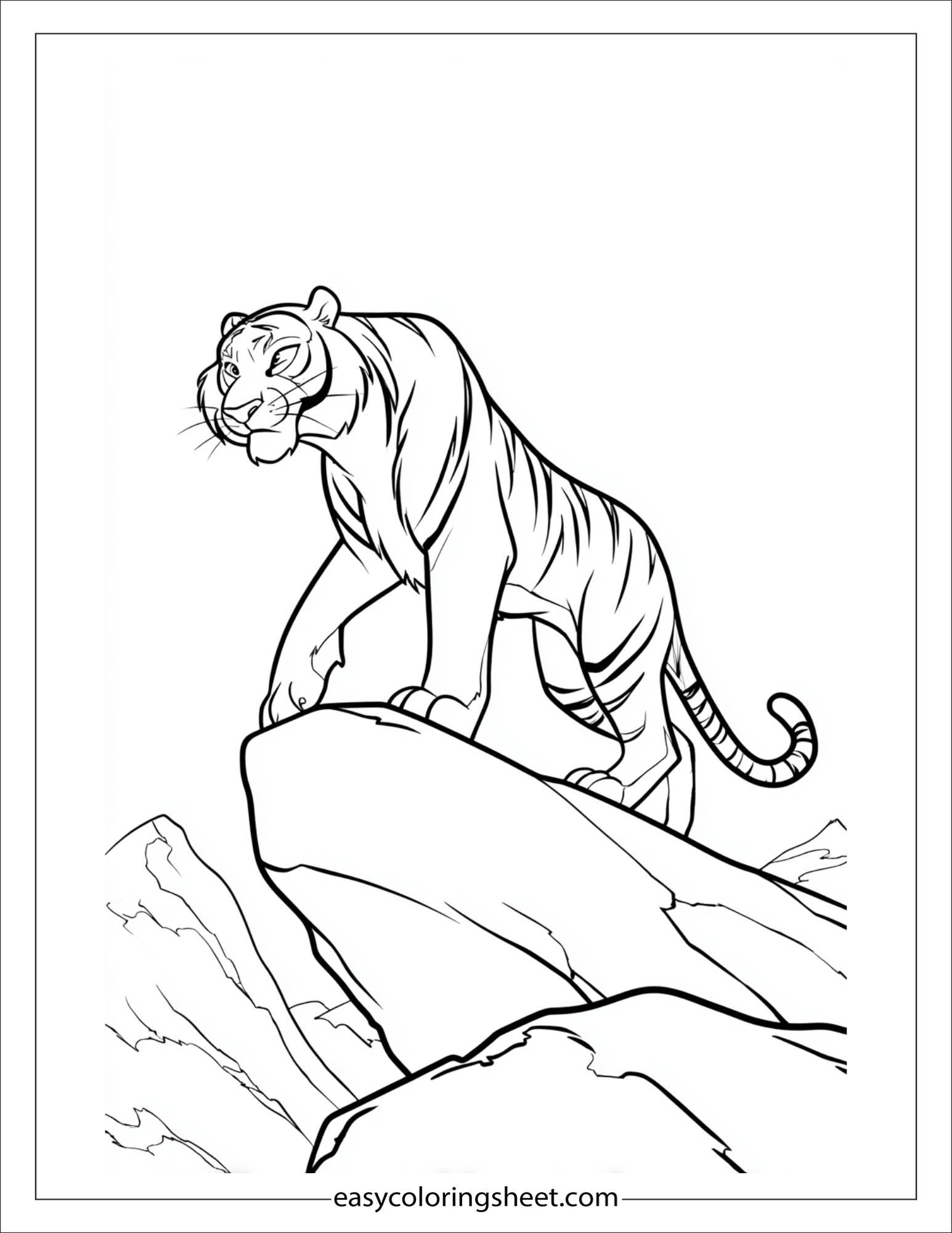 Sher Khan, the tiger, balancing on rock