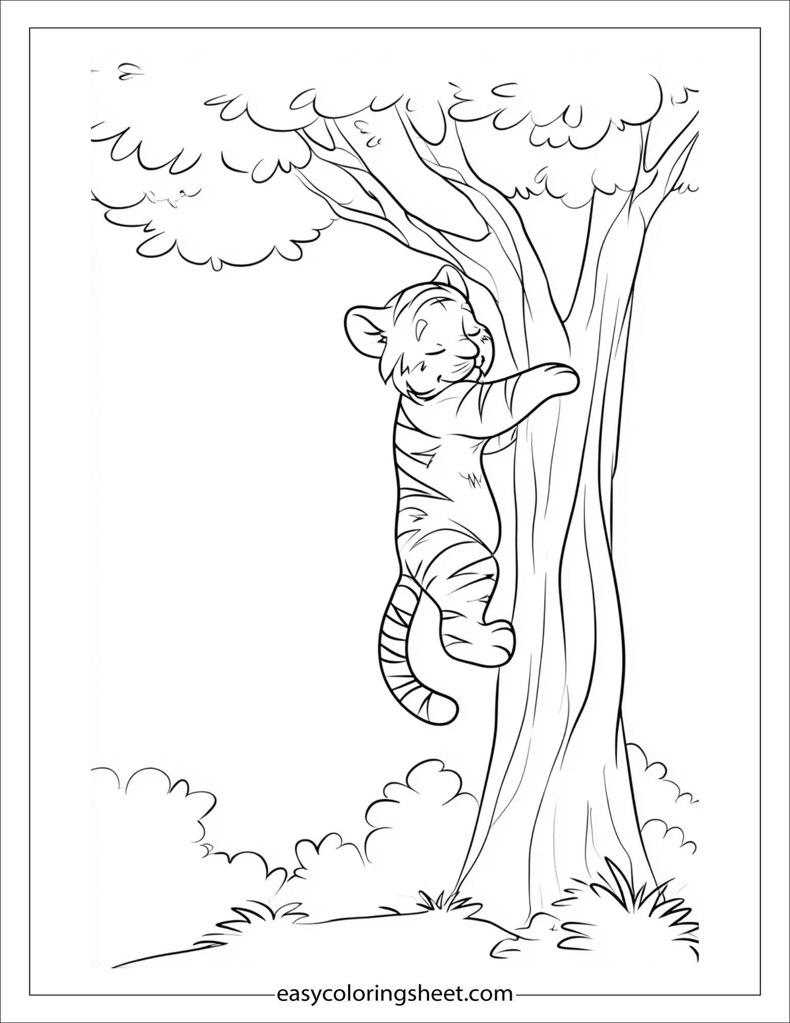 Sher Khan, the tiger, climbing a tree
