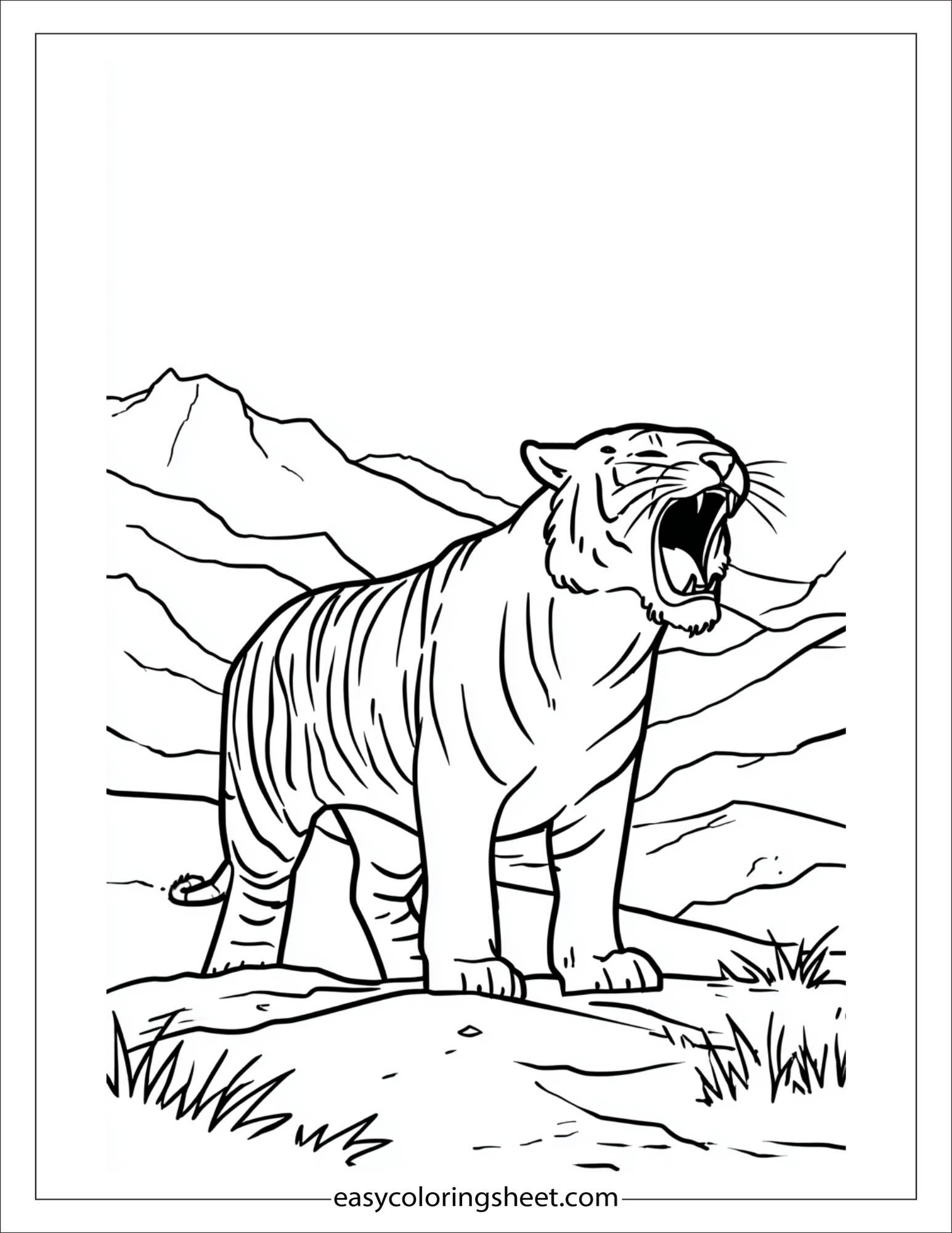 Sher Khan, the tiger, growling fiercely