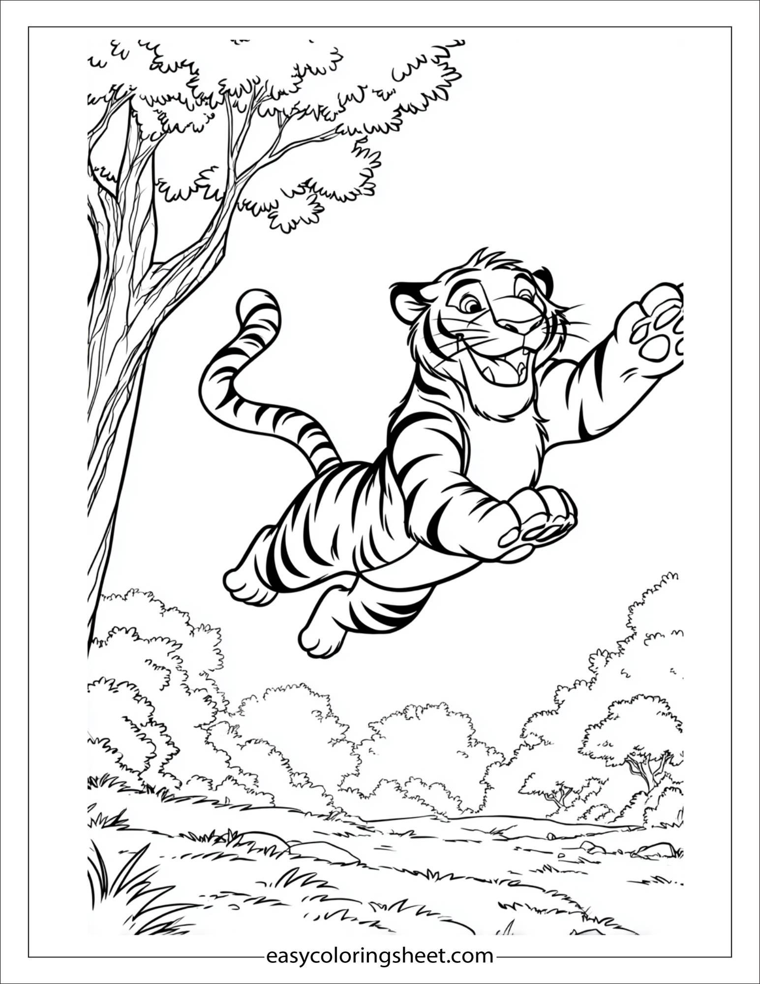 Sher Khan, the tiger, jumping with joy