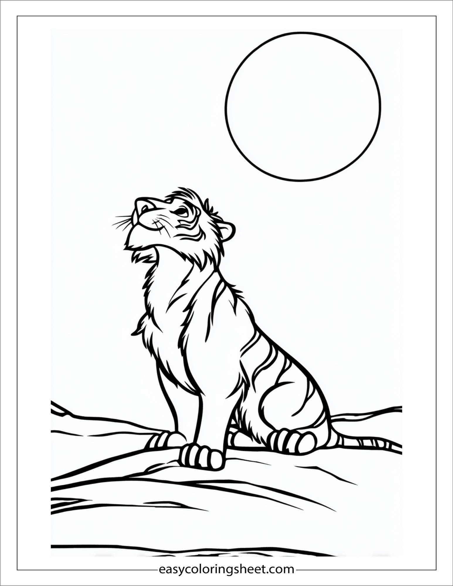 Sher Khan, the tiger, looking at moon