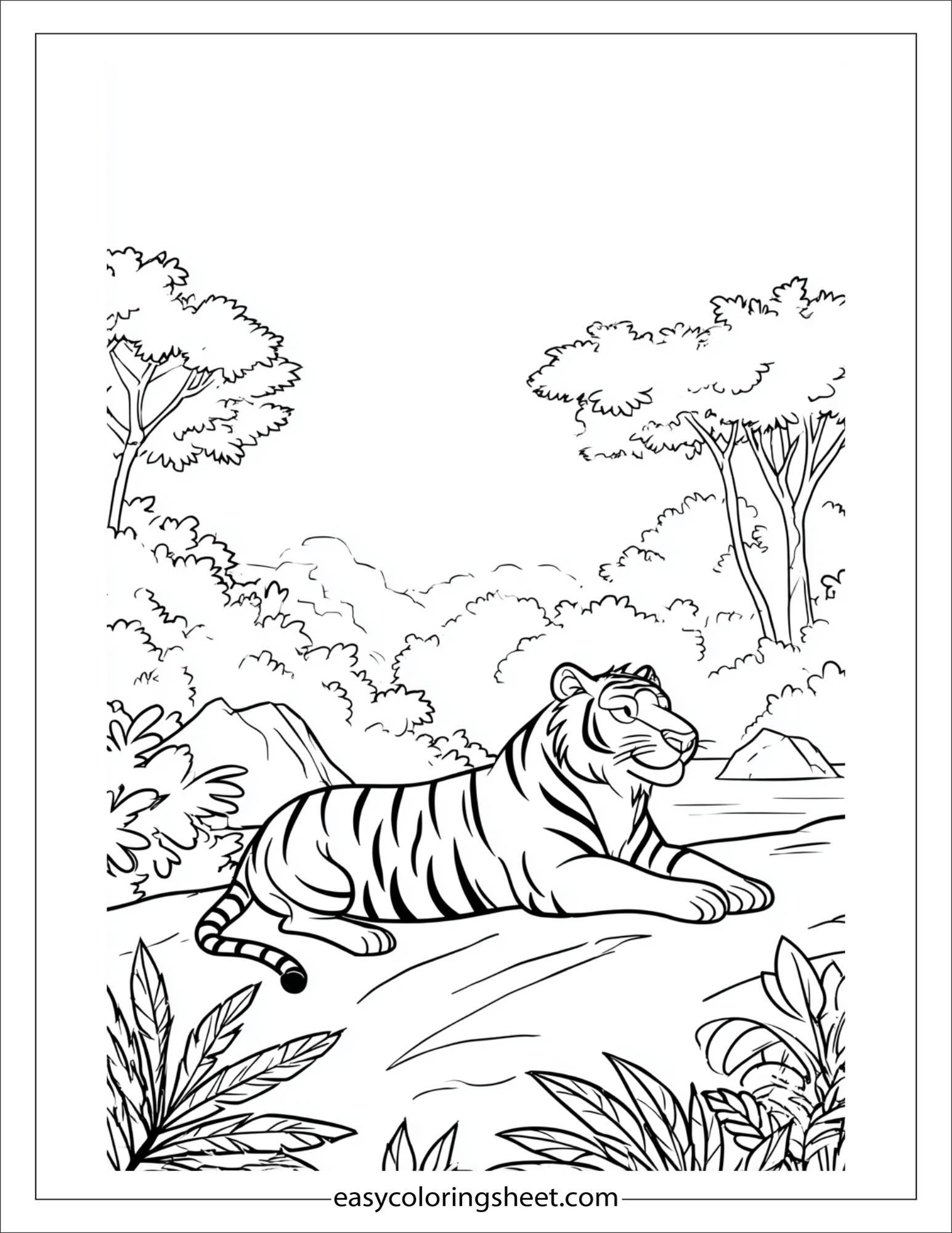 Sher Khan, the tiger, stretching lazily