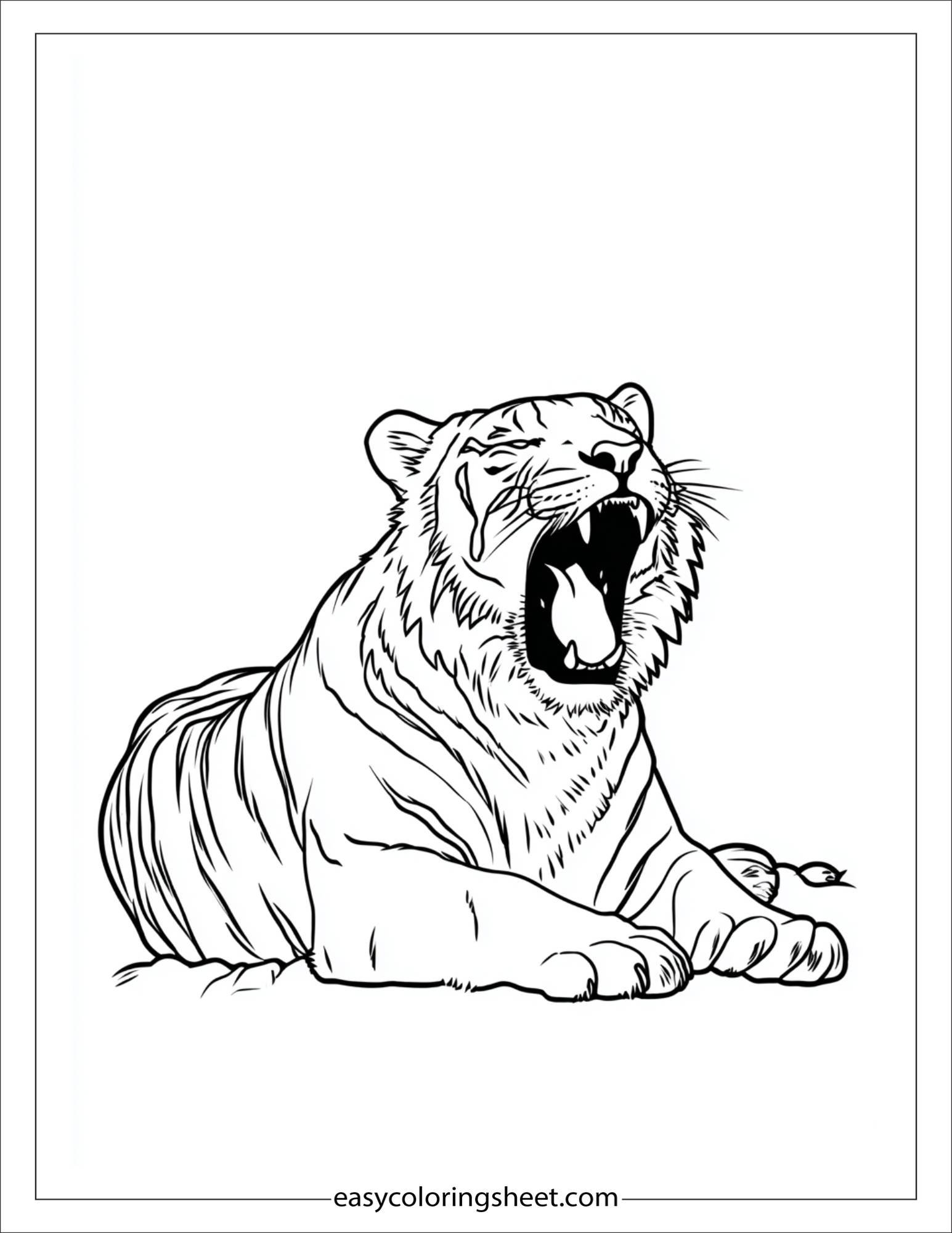 Sher Khan, the tiger, yawning sleepily