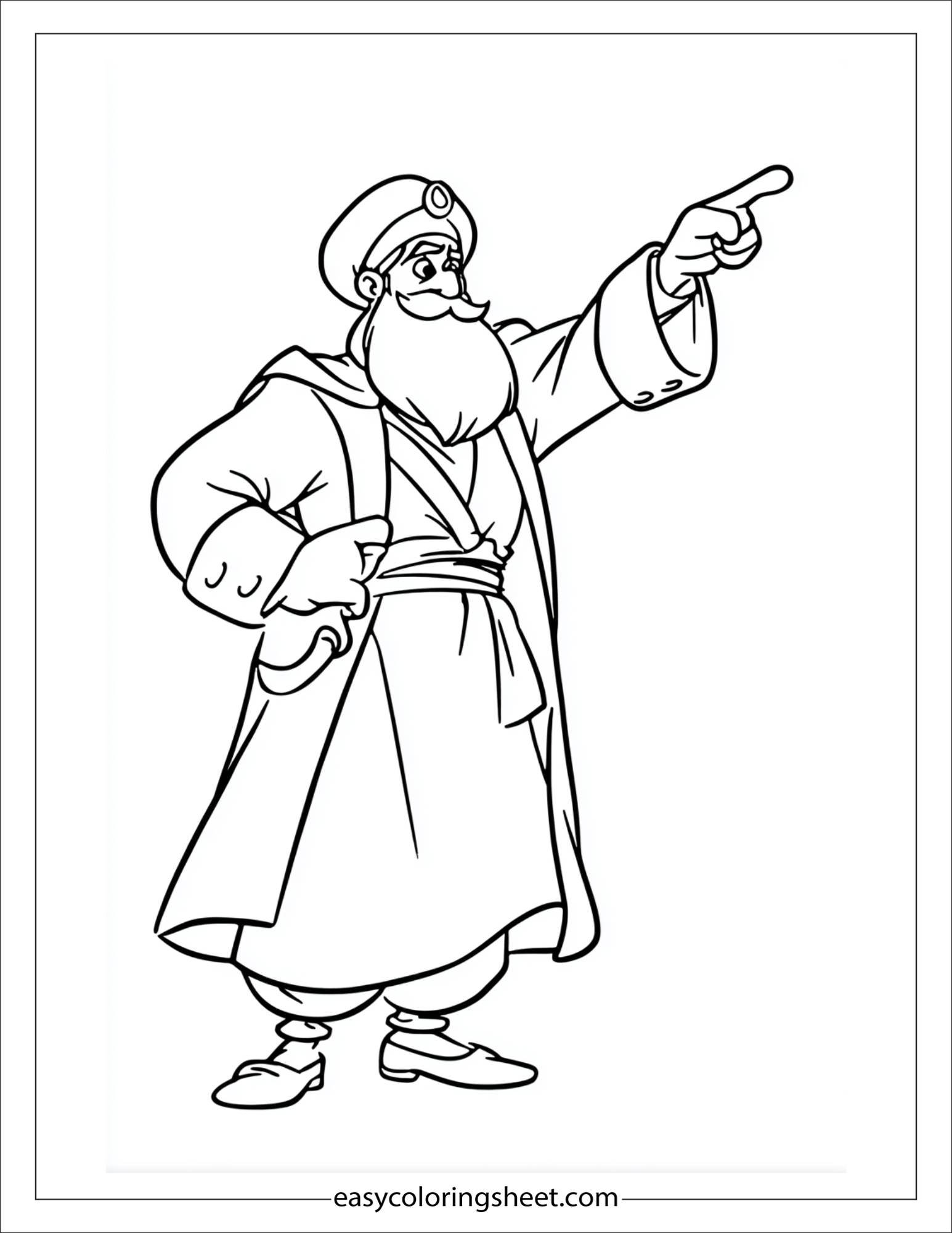 Sinbad the sailor pointing forward
