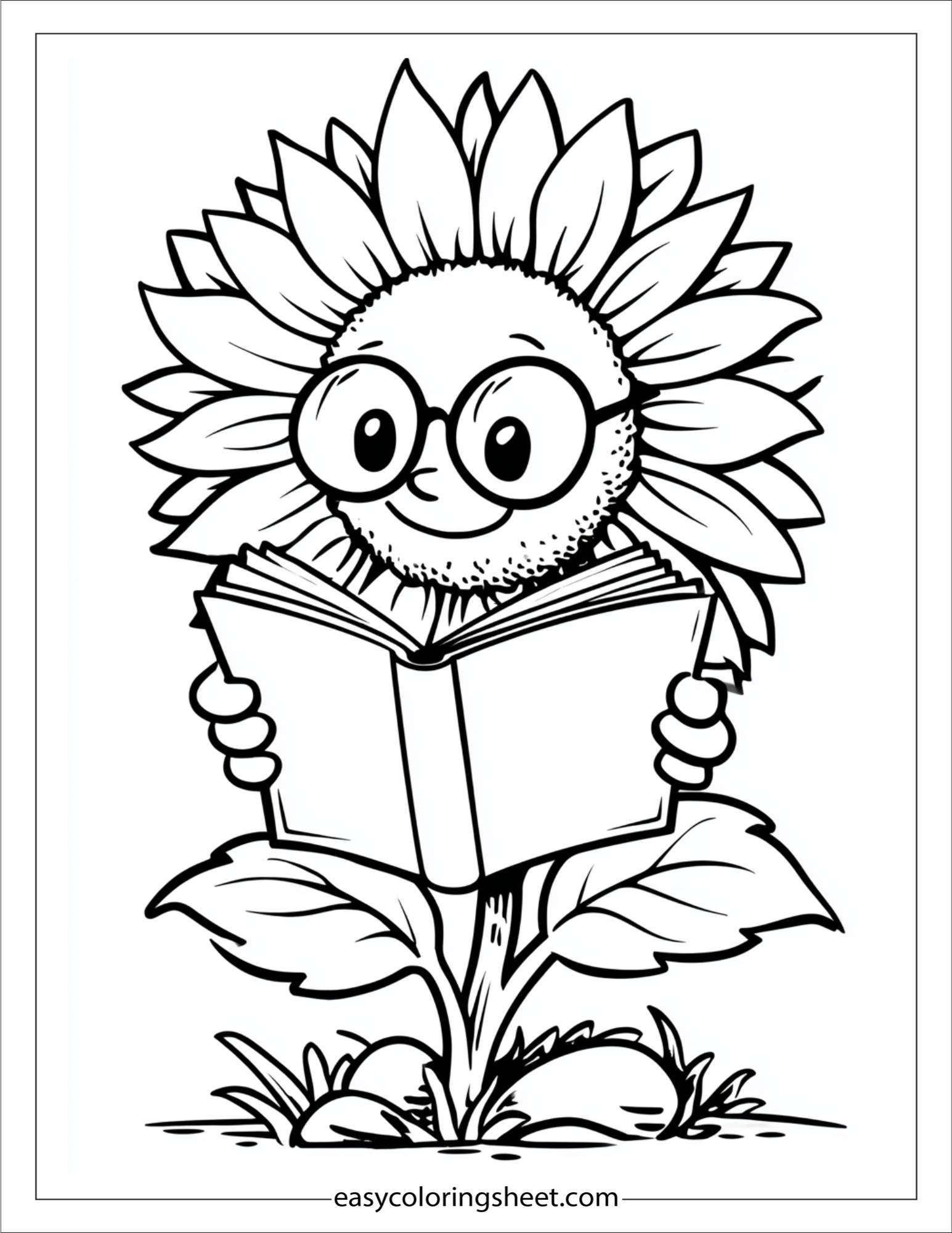 Sunflower Reading a Book