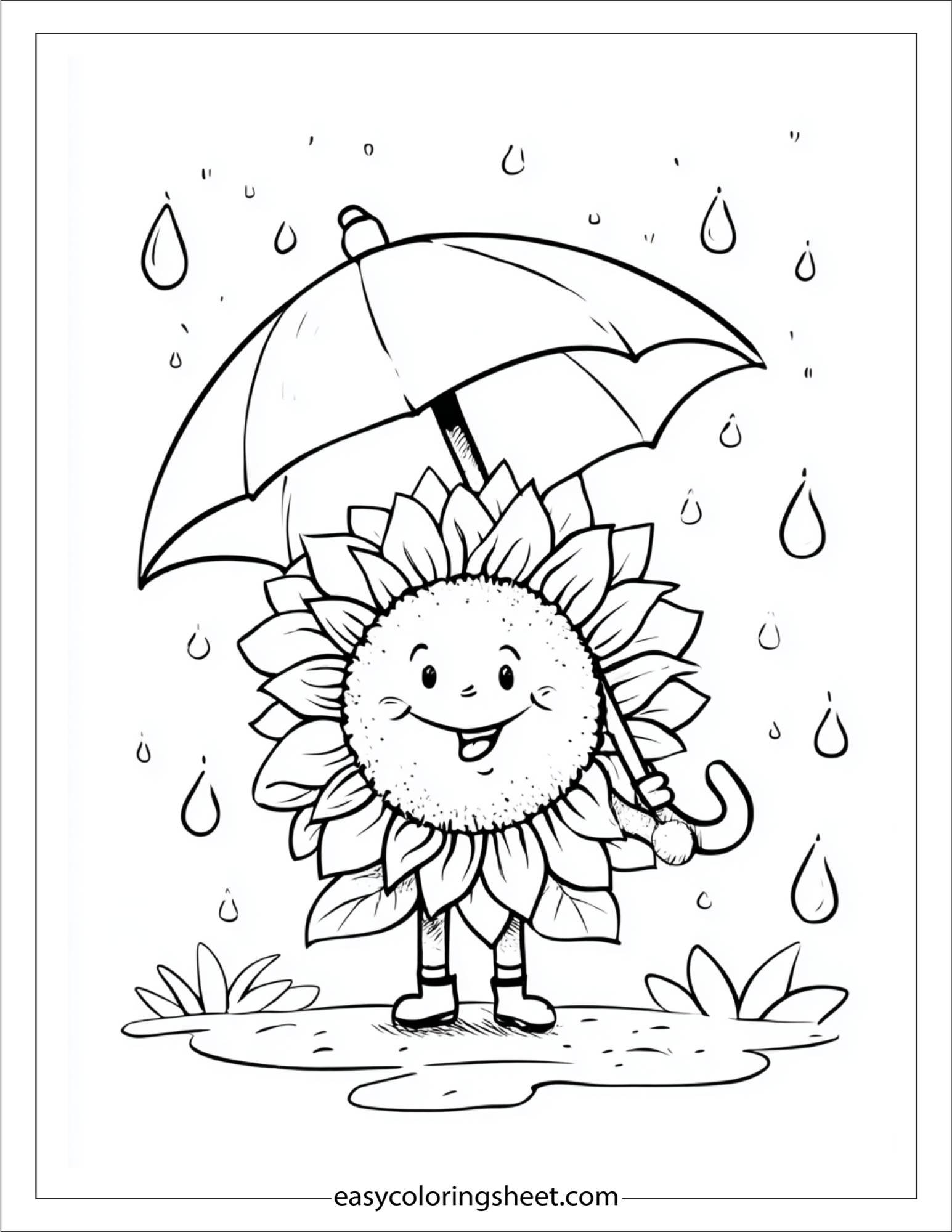 Sunflower in a Rain Shower