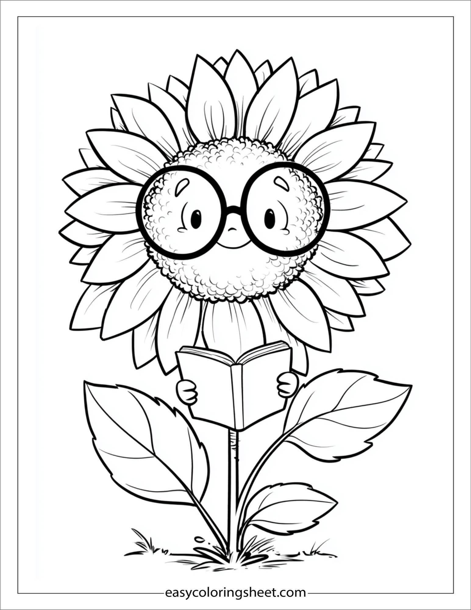 Sunflower is looking at a book