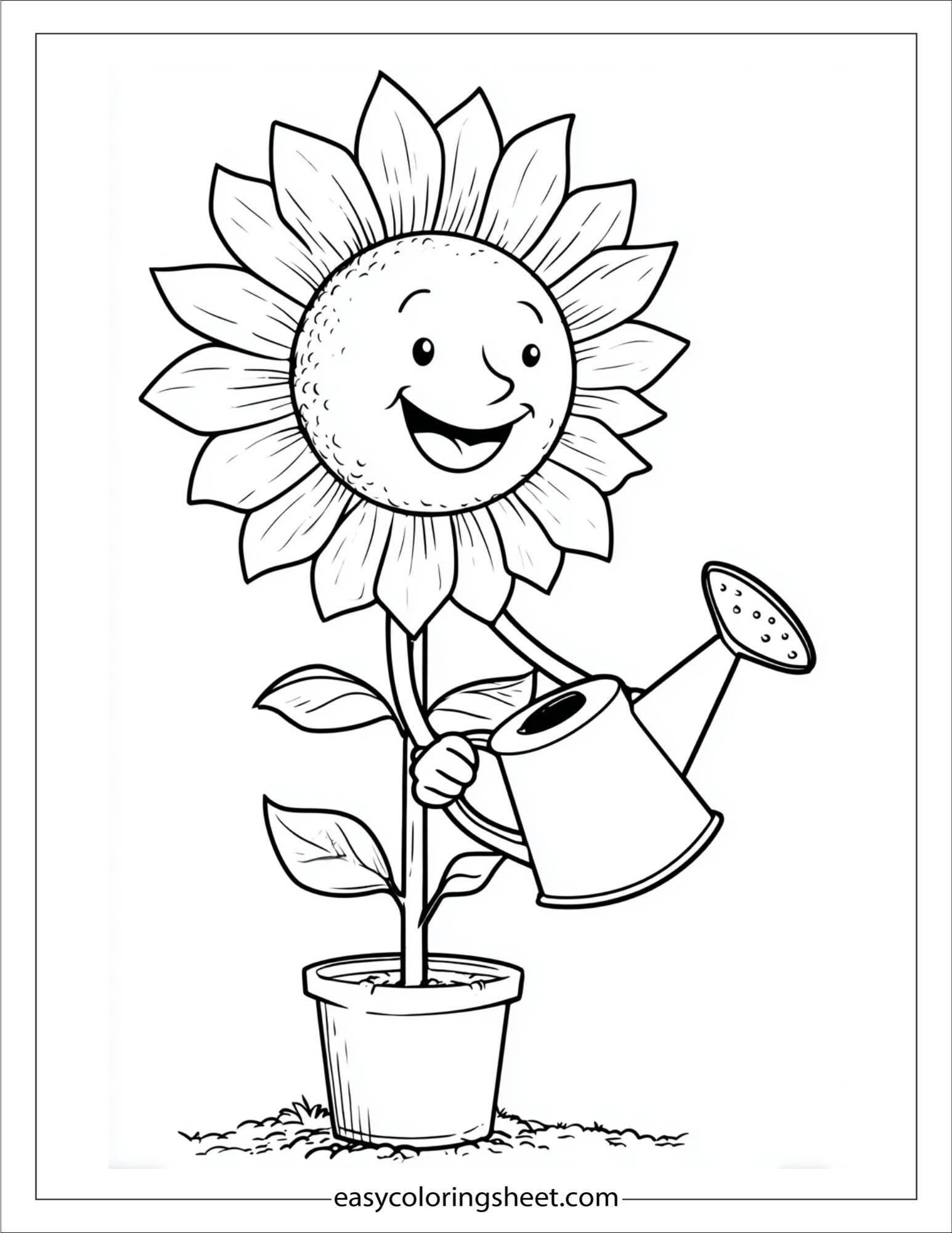 Sunflower with a Watering Can