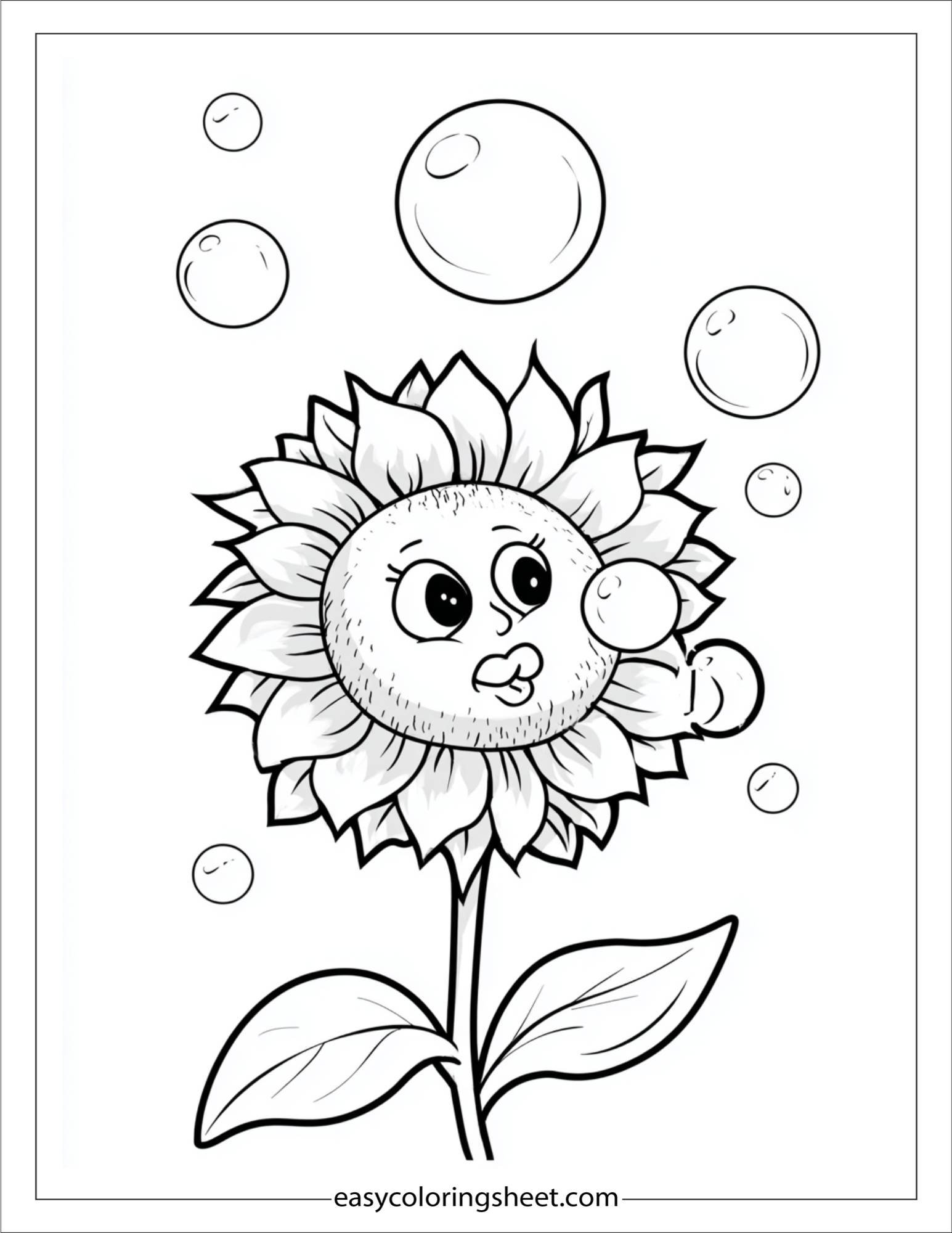 Sunflower with bubbles