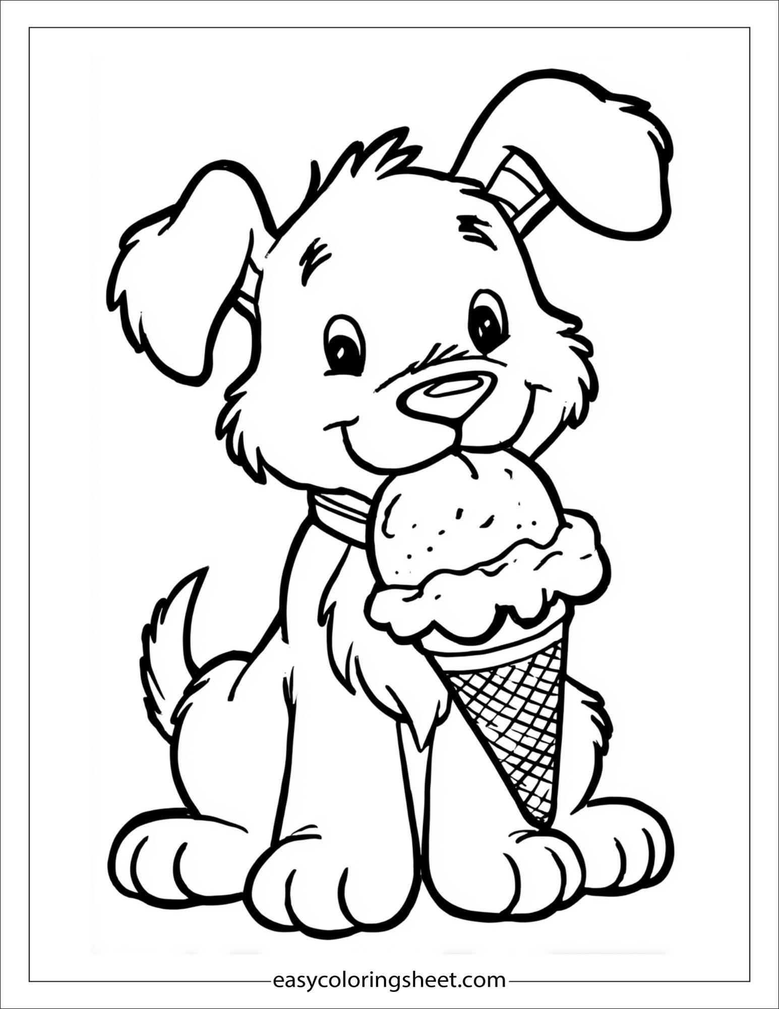 Sweet puppy eating ice cream