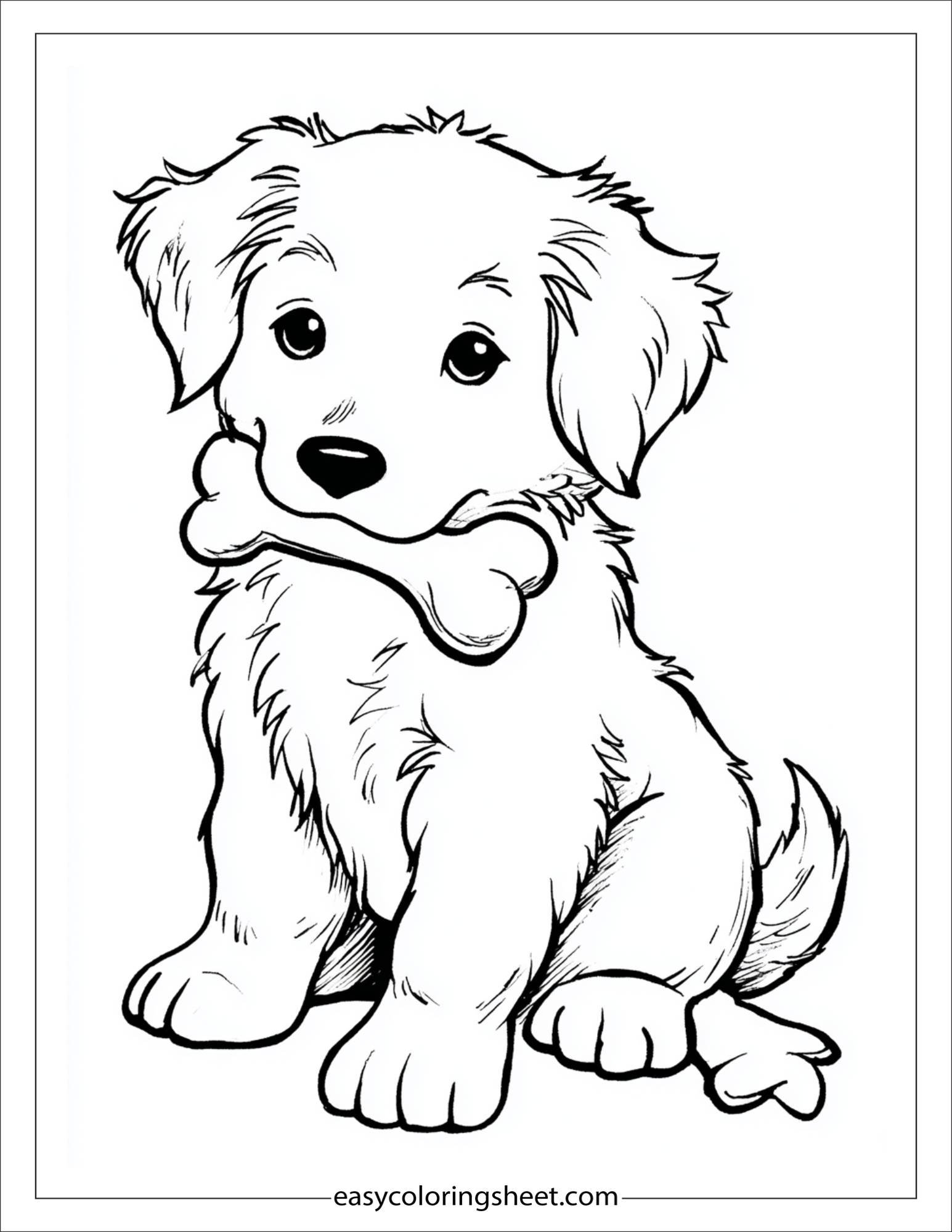 Sweet puppy holding a bone