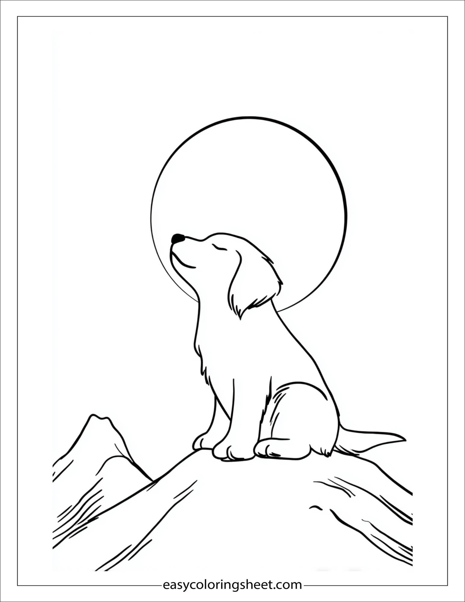 Sweet puppy howling to the moon