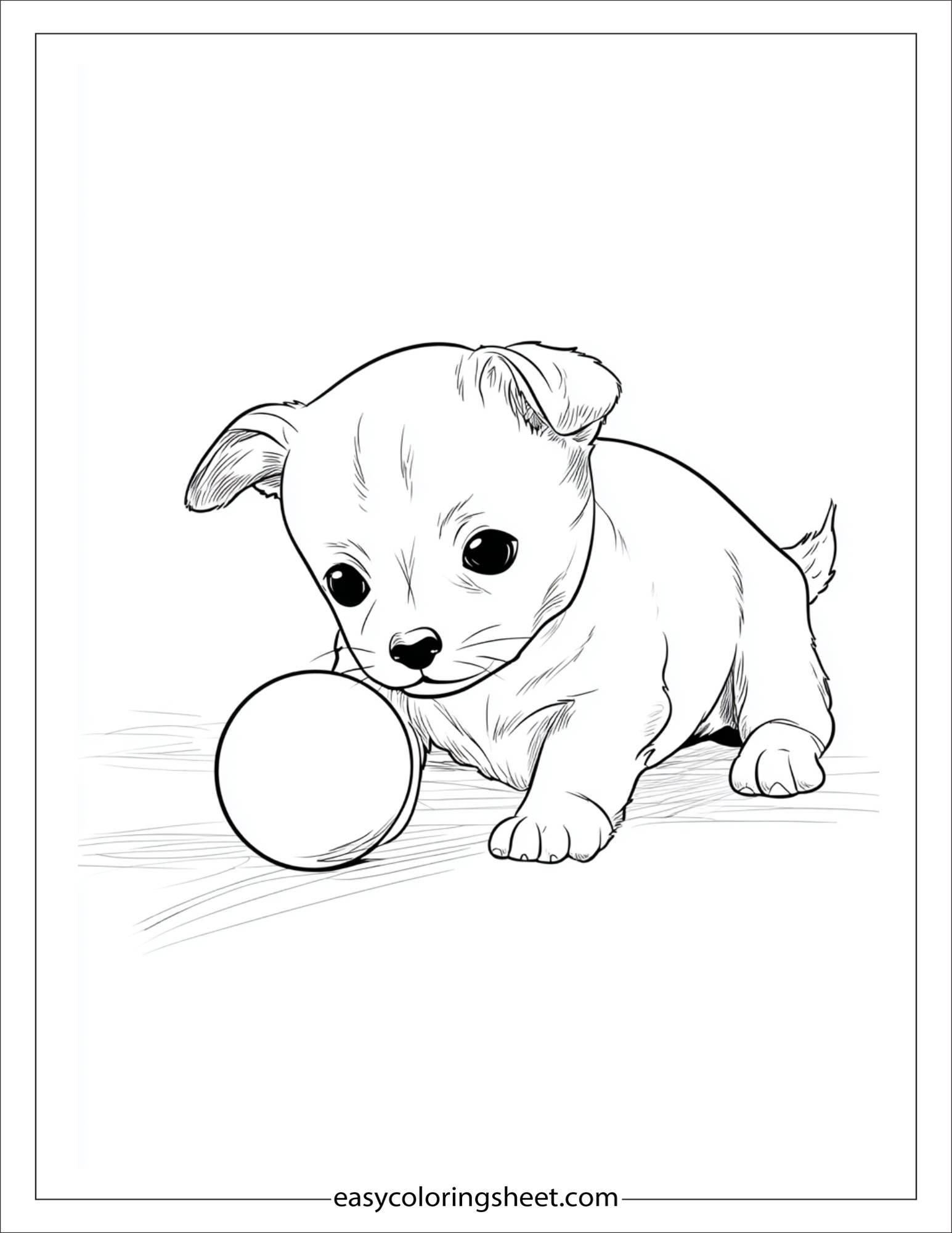 Sweet puppy playing with ball