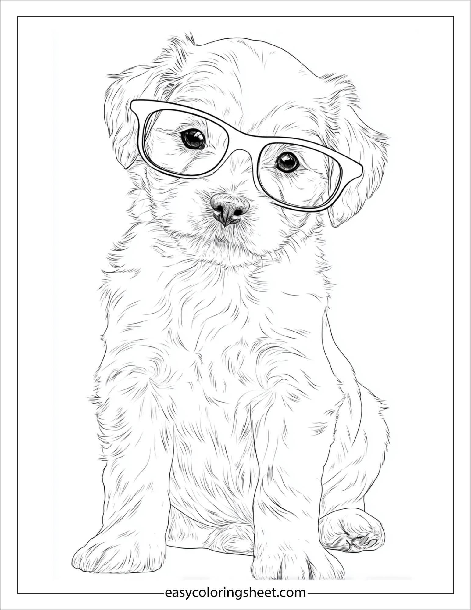 Sweet puppy wearing glasses