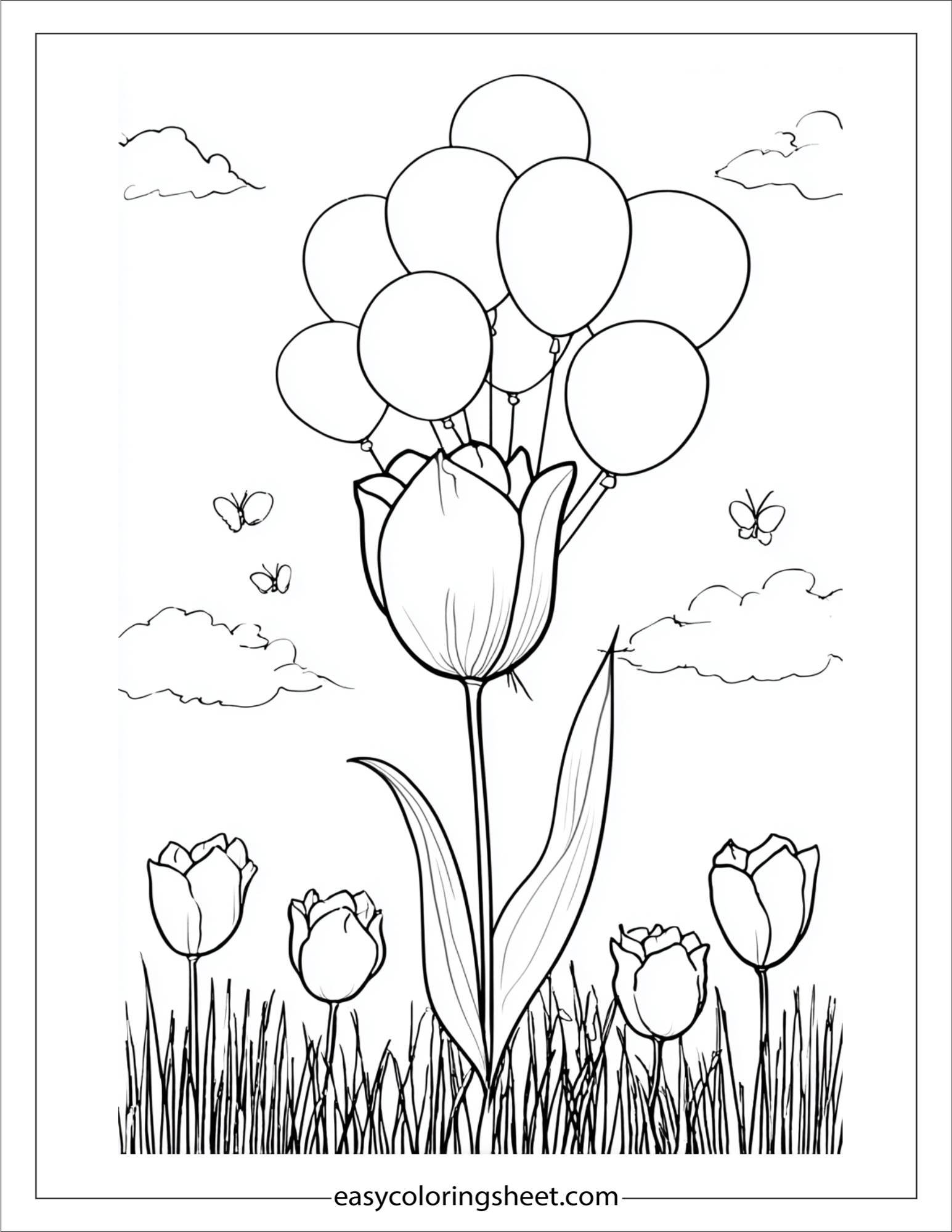 Tulip flying with balloons
