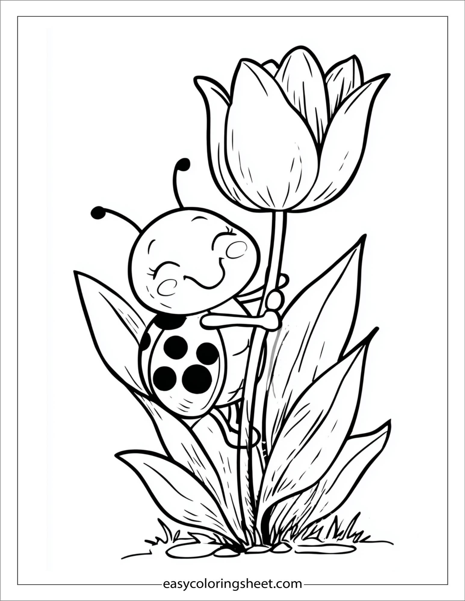 Tulip hugging a ladybug