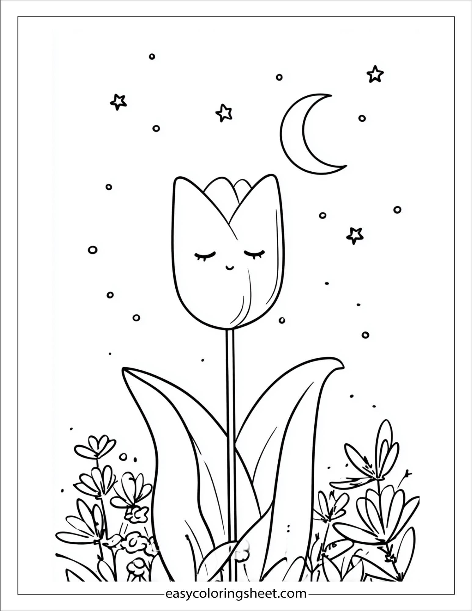 Tulip napping under moonlight