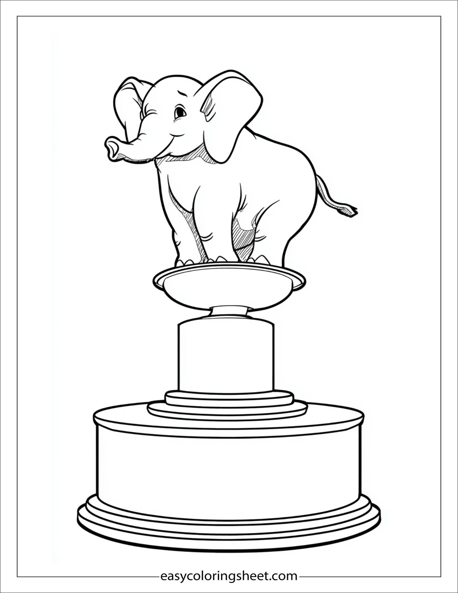 Winner elephant balancing on a podium