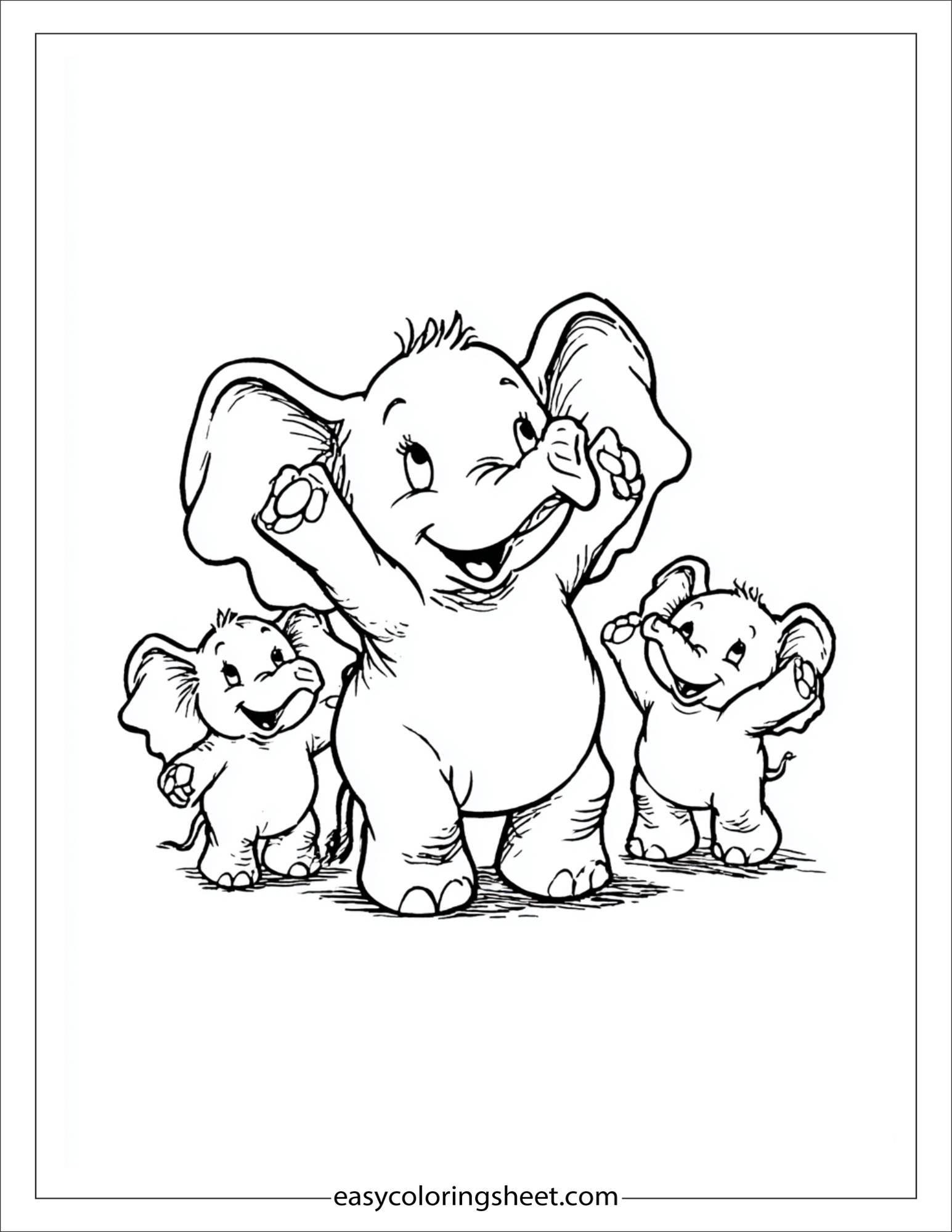 Winner elephant cheering with friends