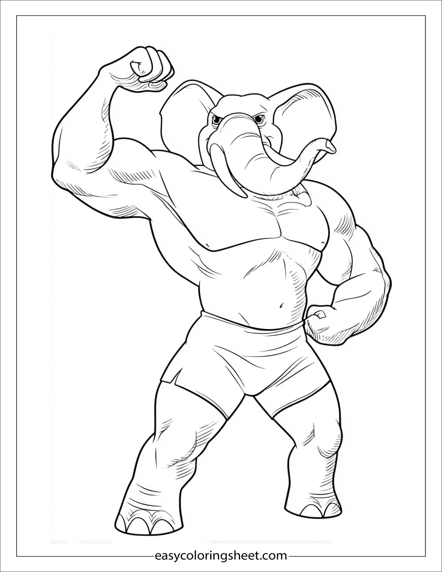 Winner elephant flexing muscles