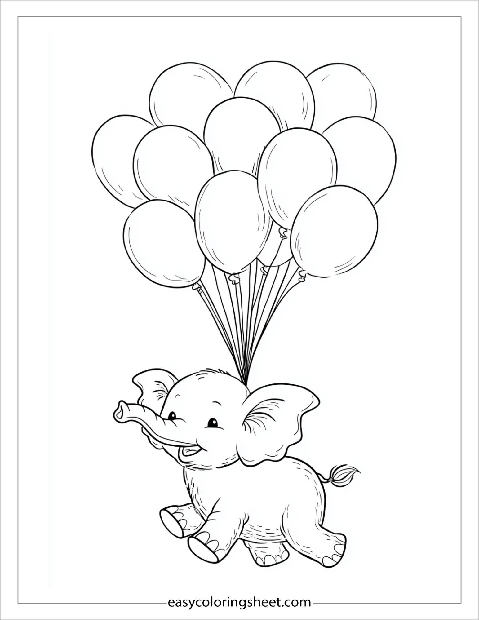 Winner elephant flying with balloons