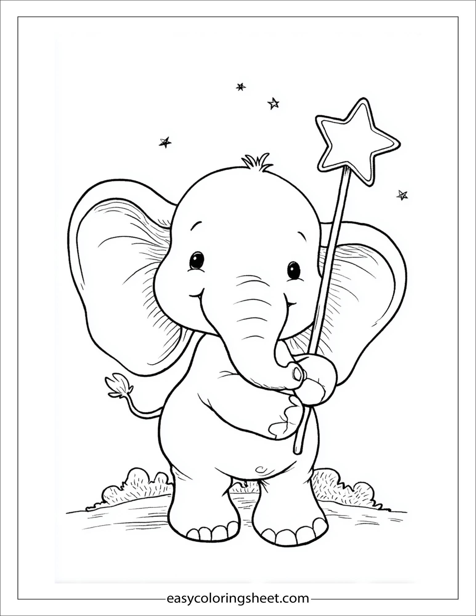 Winner elephant holding a star wand