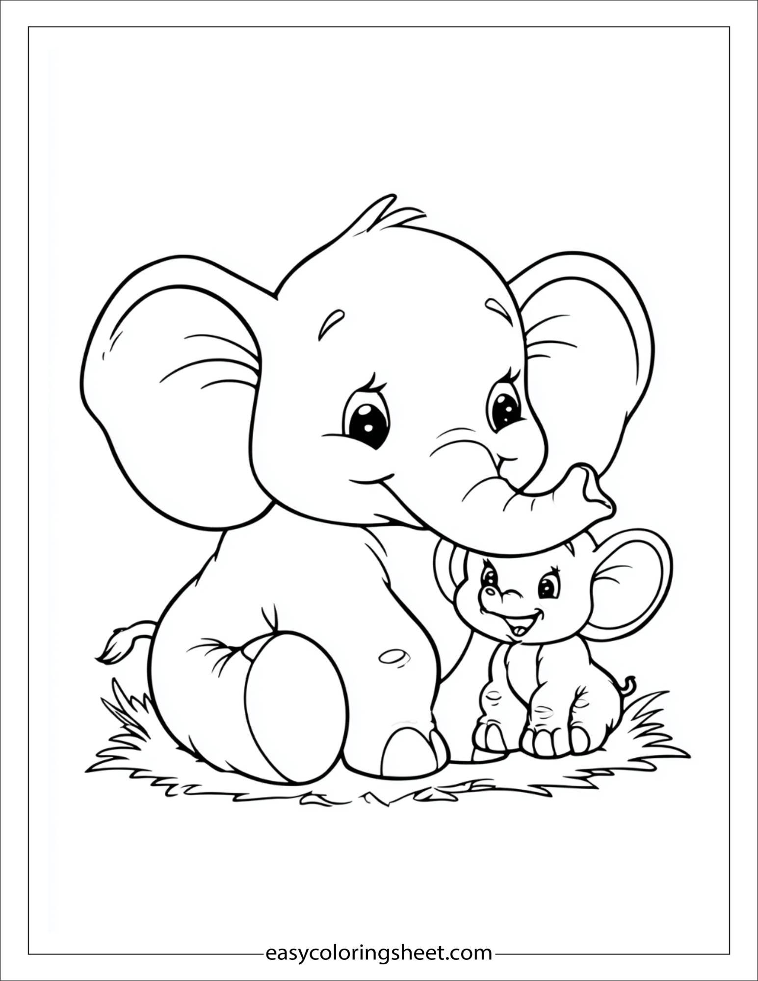Winner elephant hugging a little friend