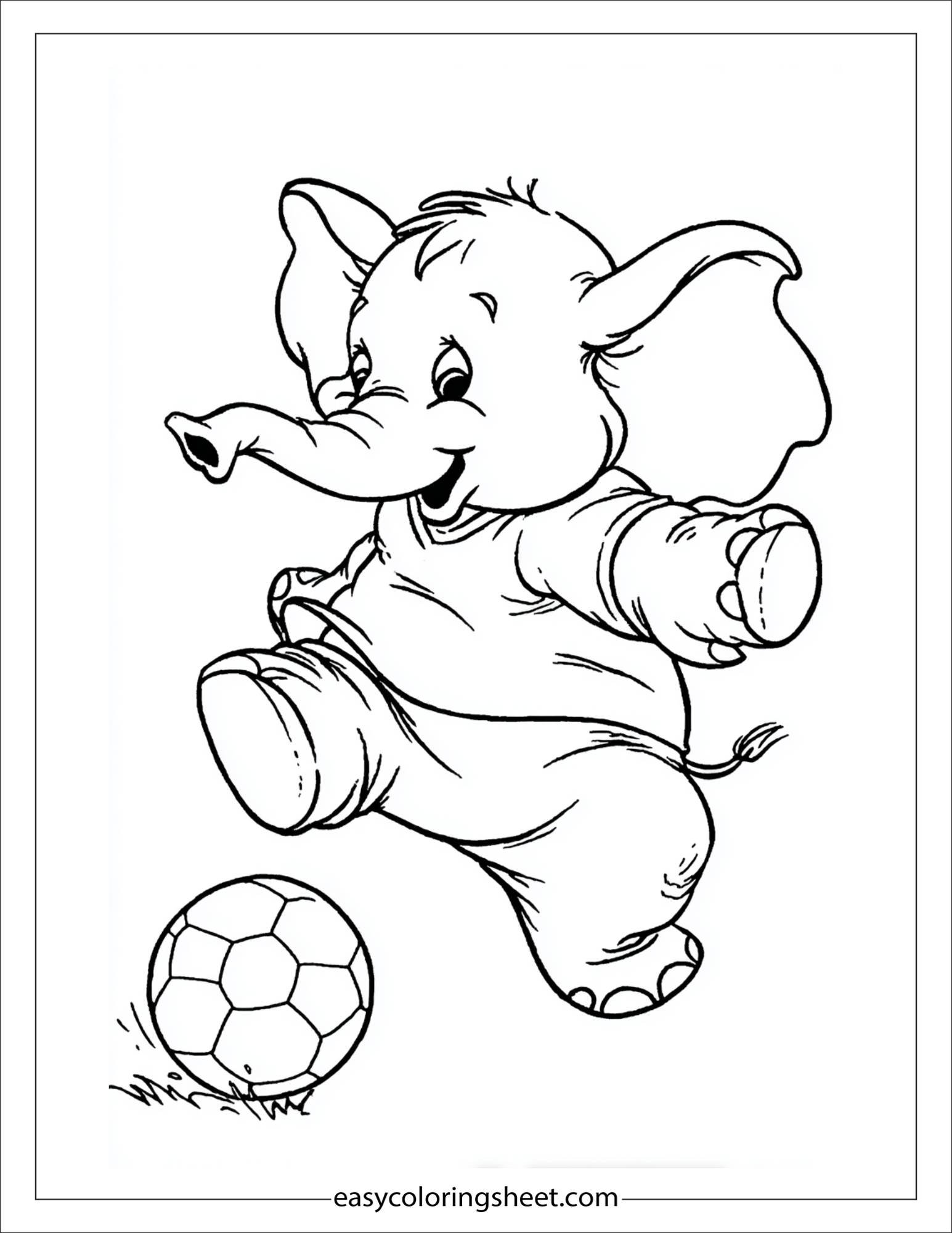 Winner elephant kicking a soccer ball