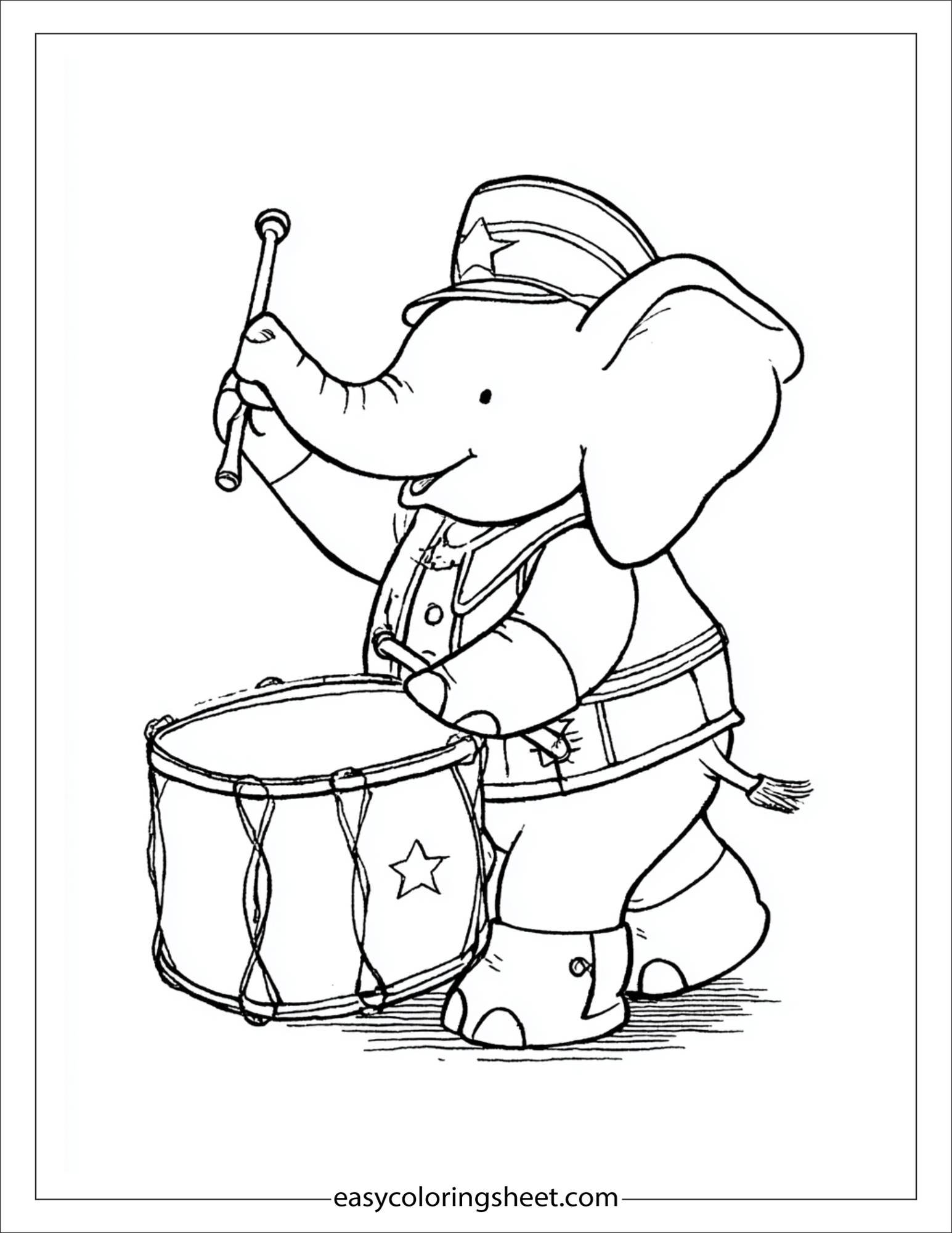 Winner elephant playing drum in parade