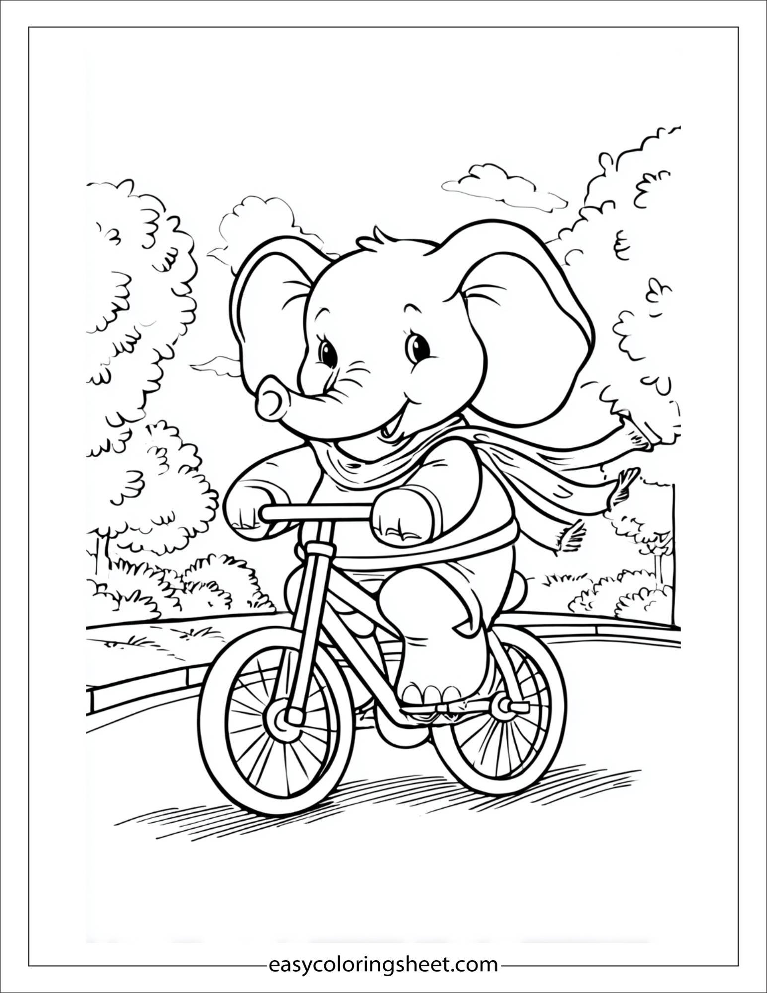Winner elephant riding a bicycle with ribbons