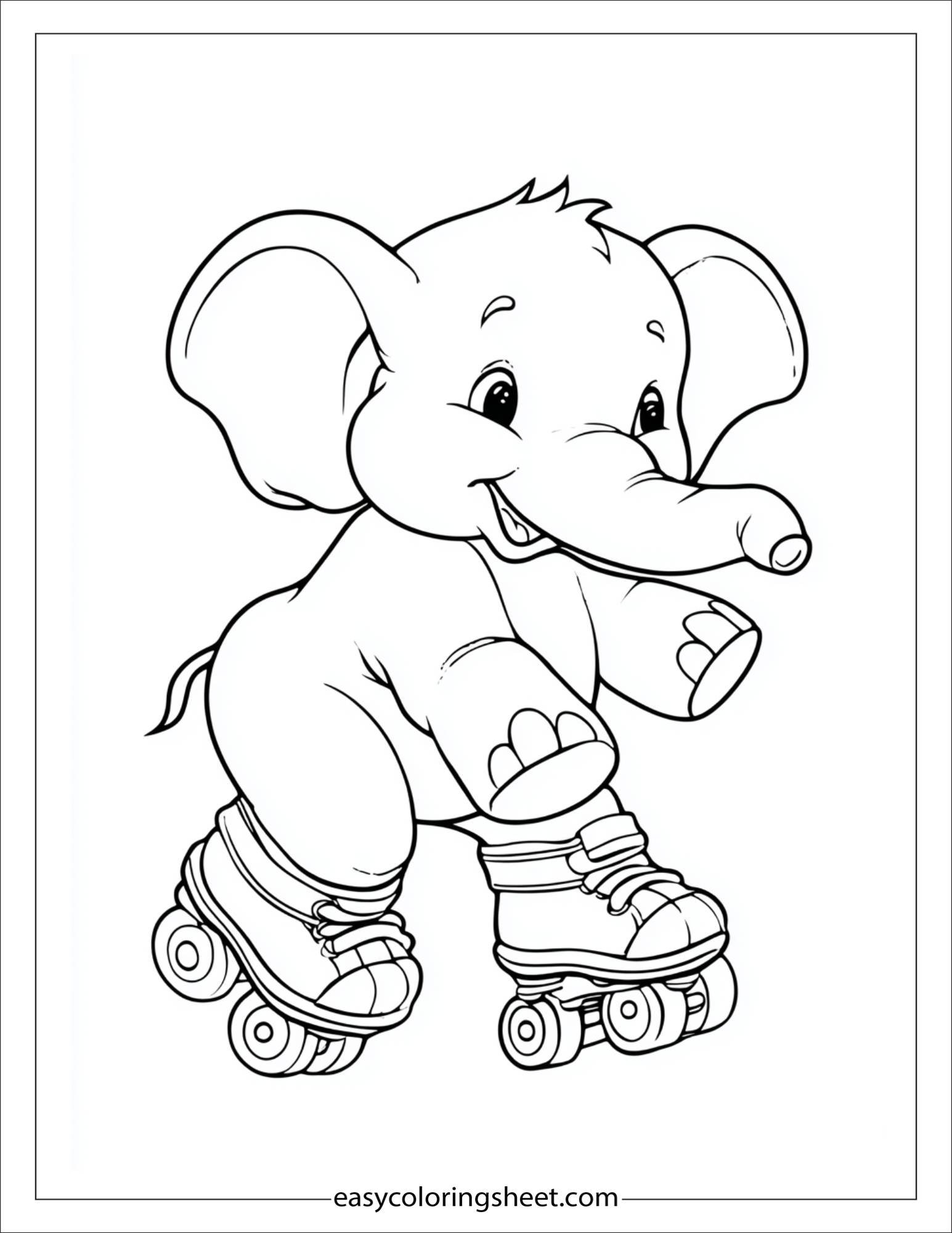 Winner elephant skating on rollerblades