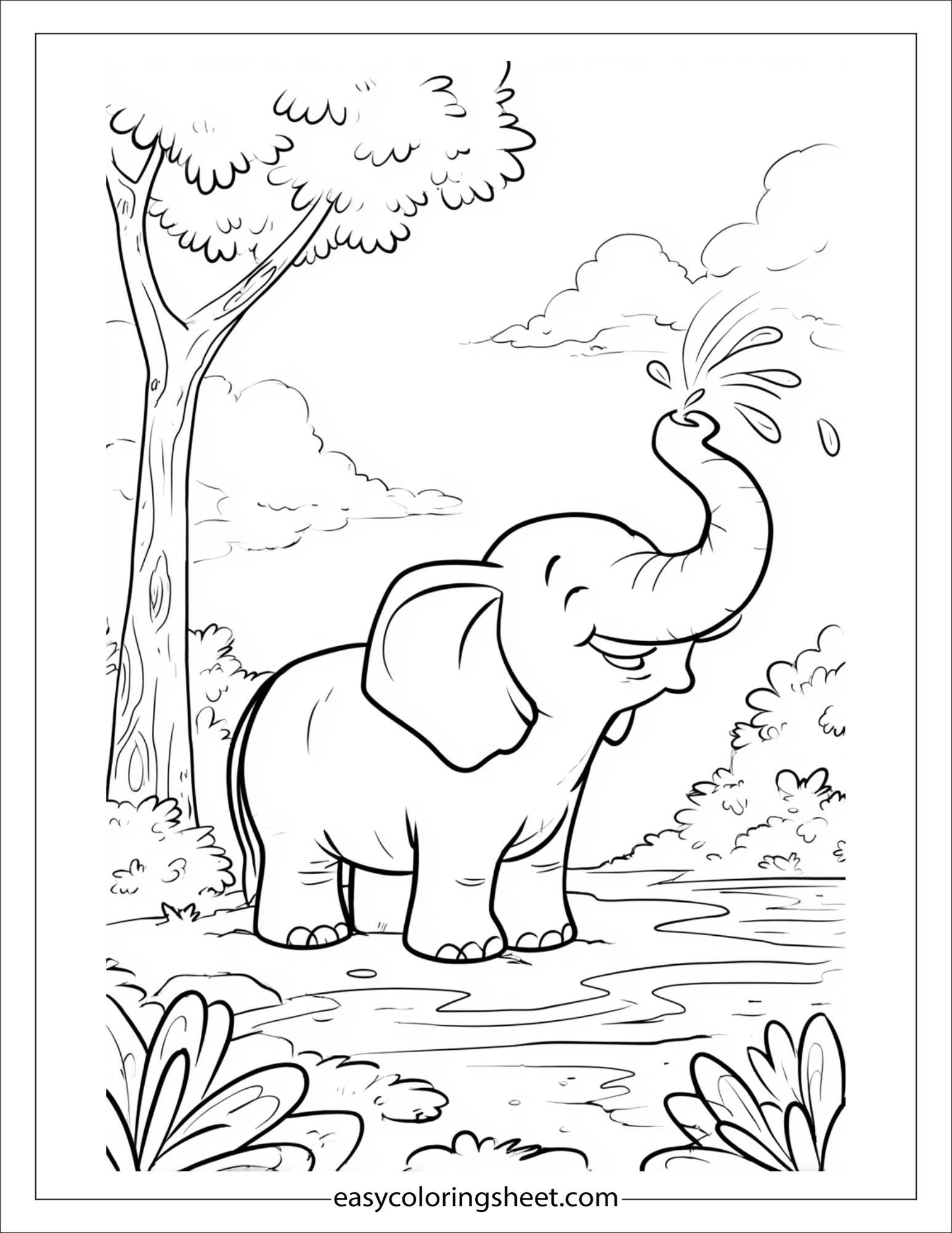 Winner elephant spraying water in fun