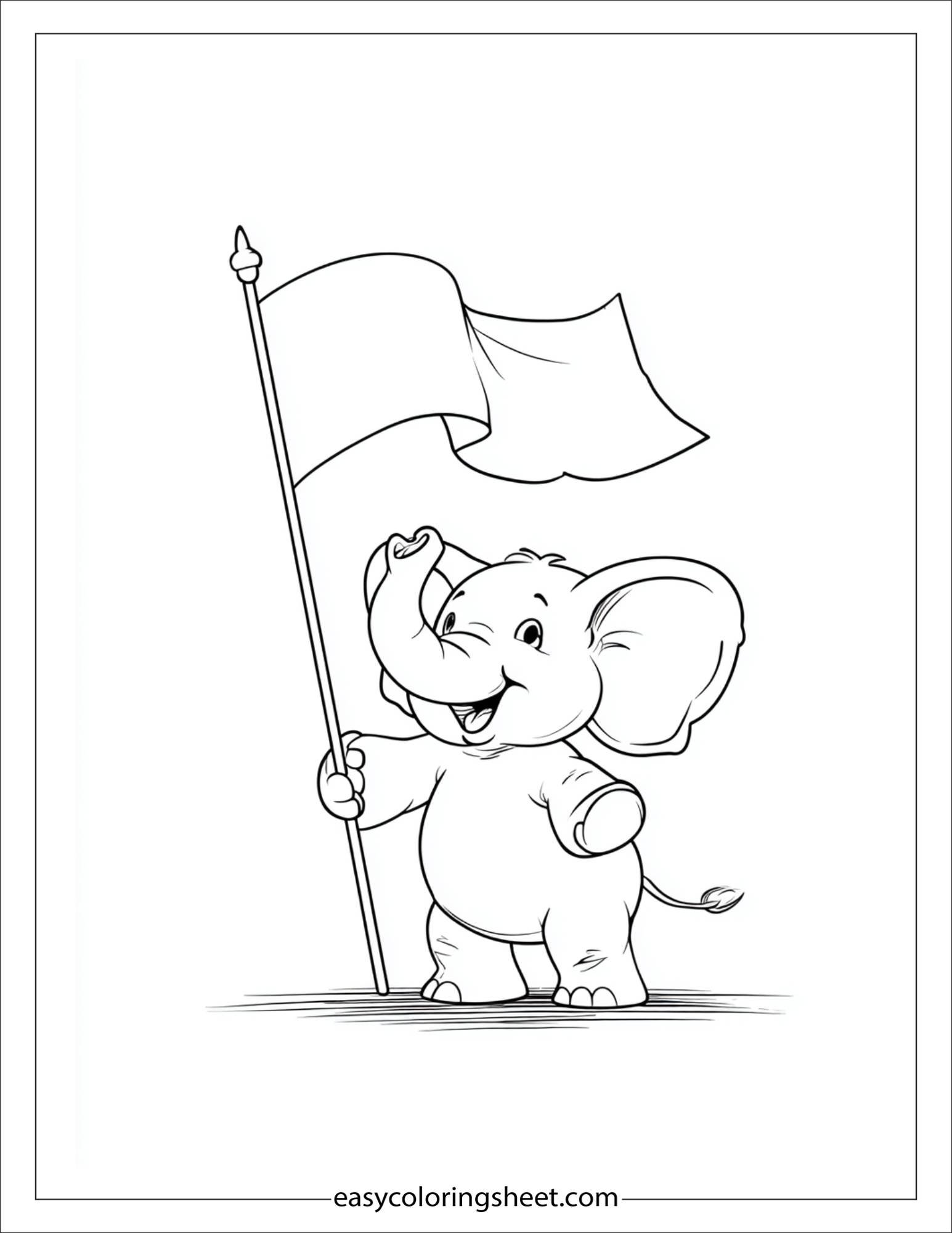 Winner elephant waving a victory flag