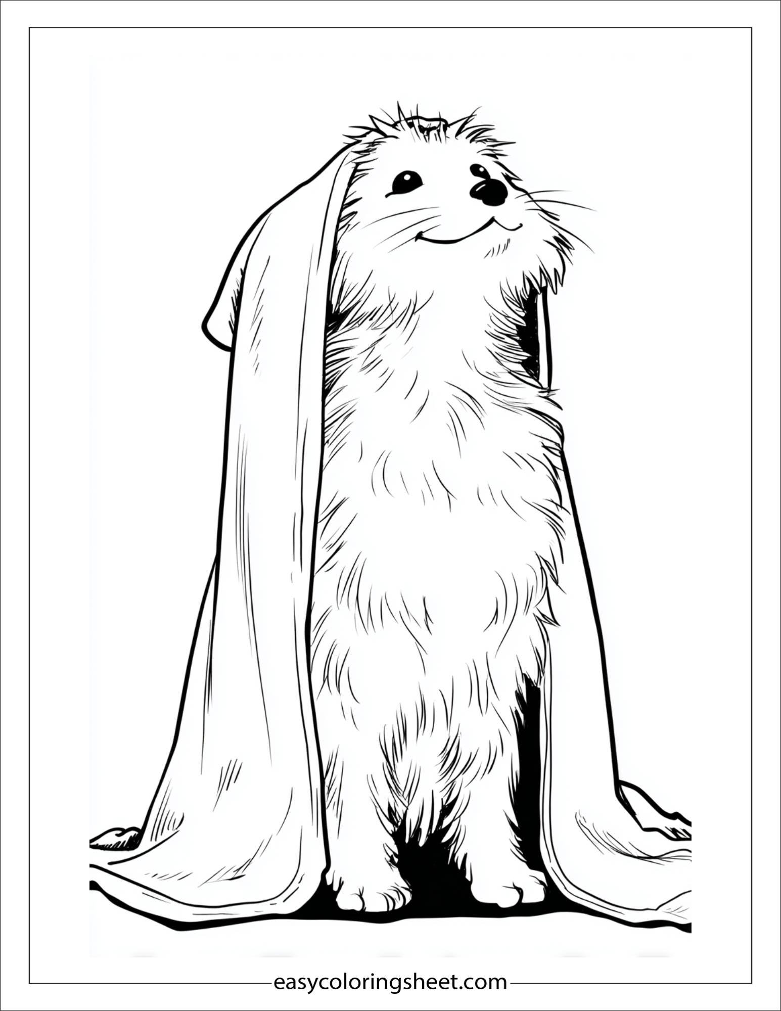 caring dog drying with towel