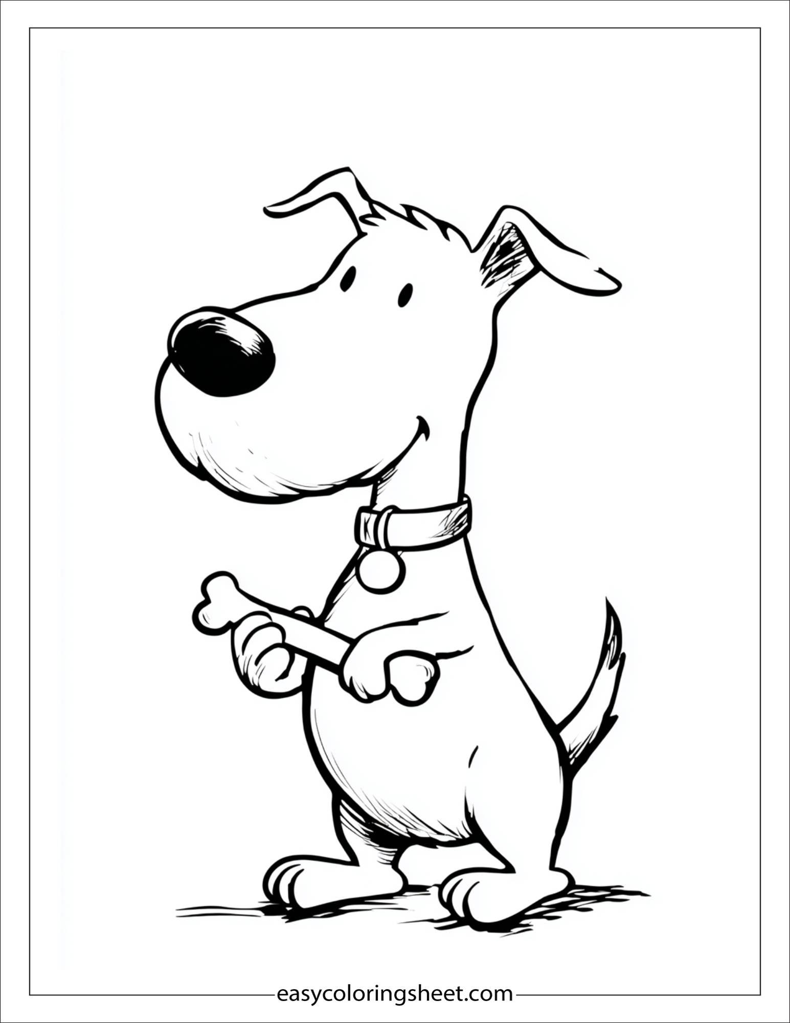 caring dog holding a bone