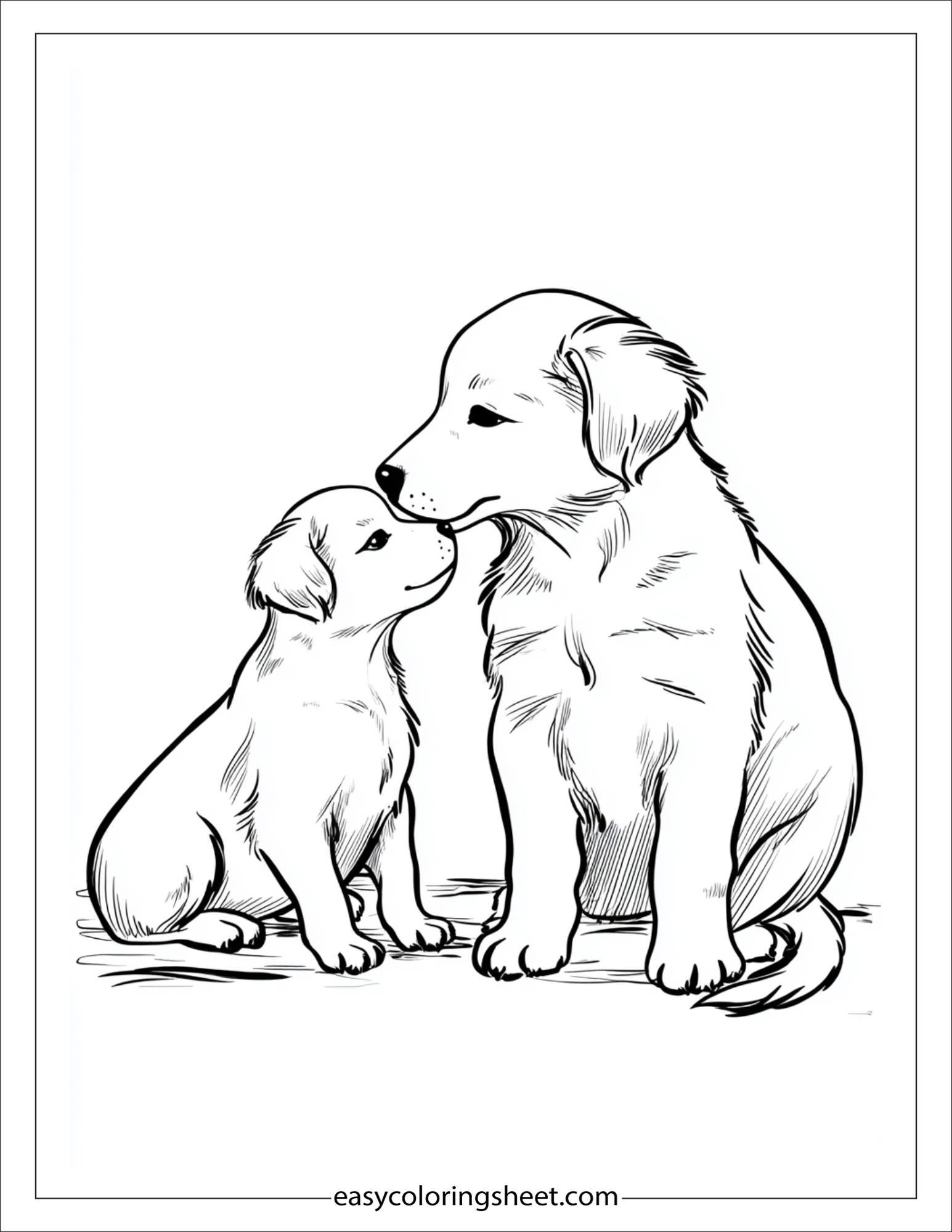 caring dog licking another puppy