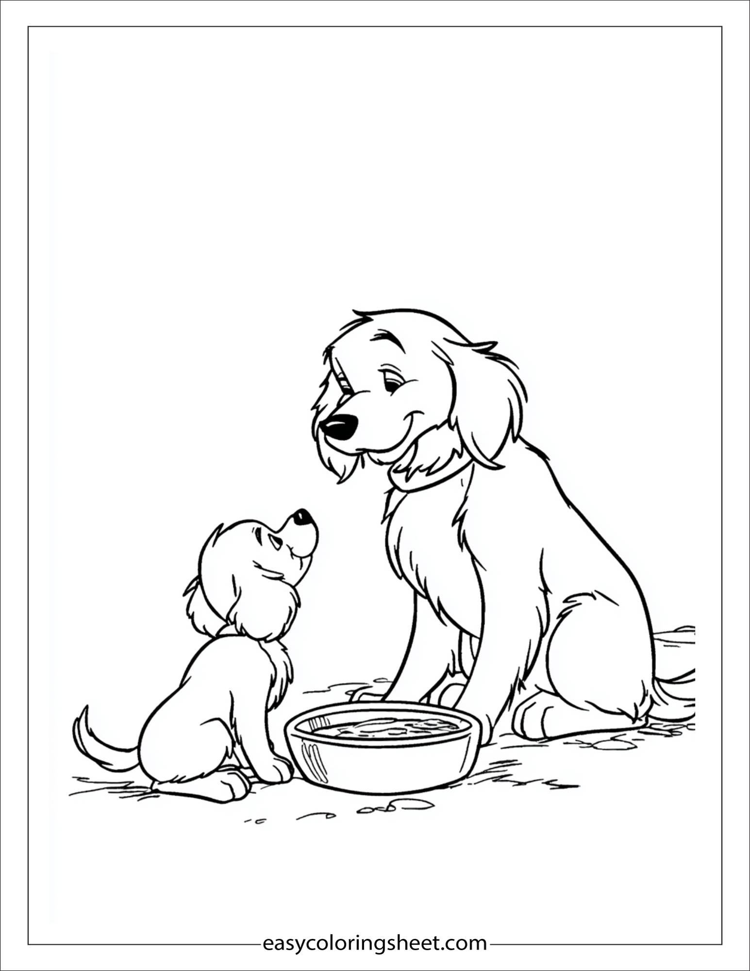caring dog sharing food