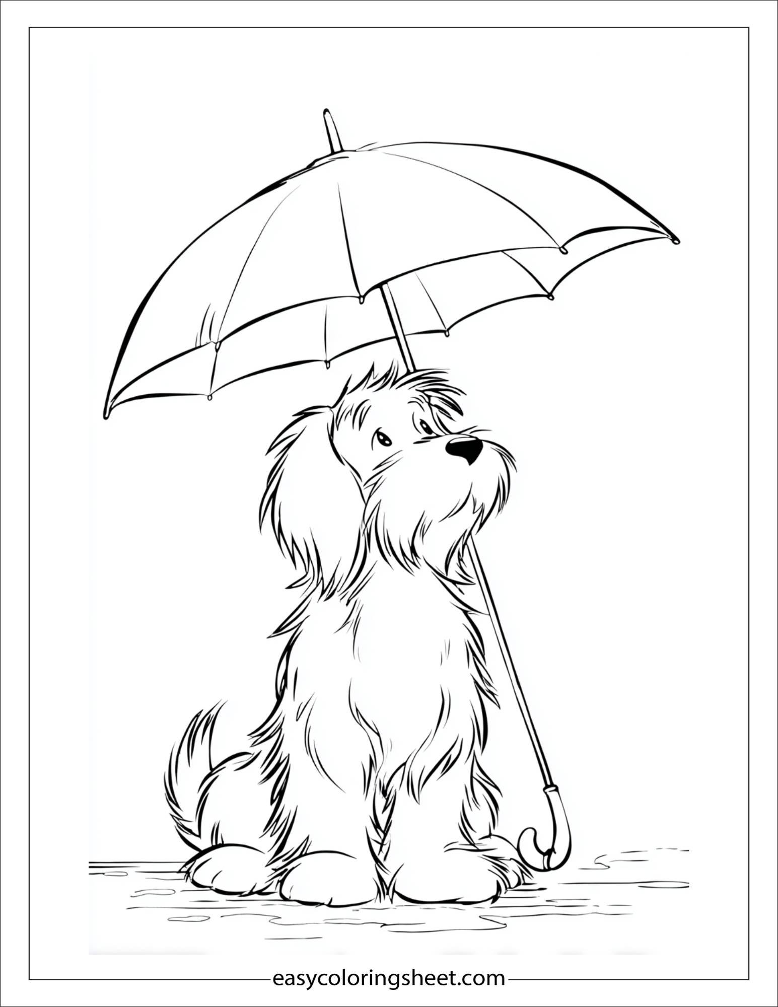 caring dog under an umbrella