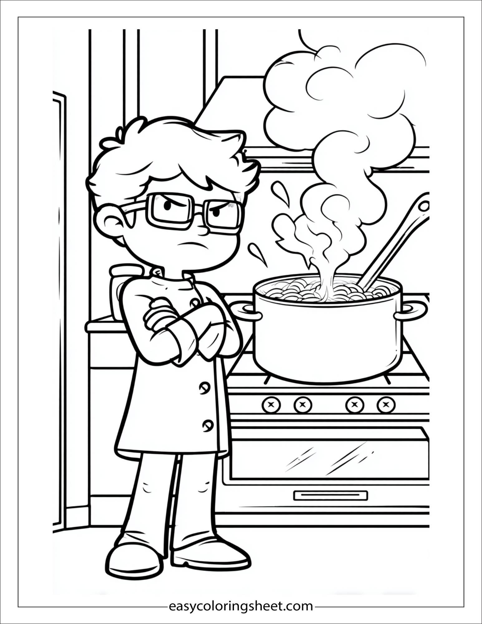 determined chef boiling pasta