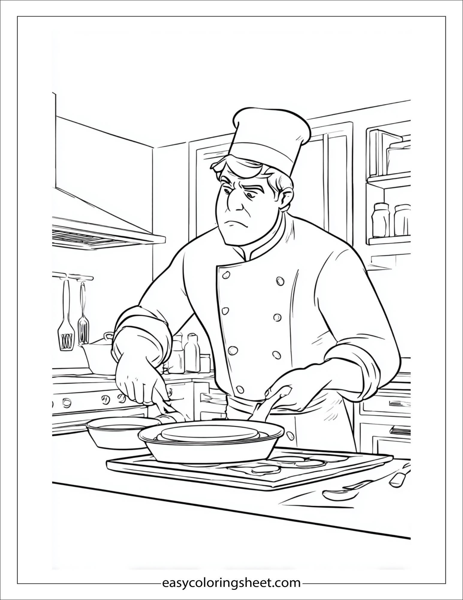 determined chef flipping pancakes