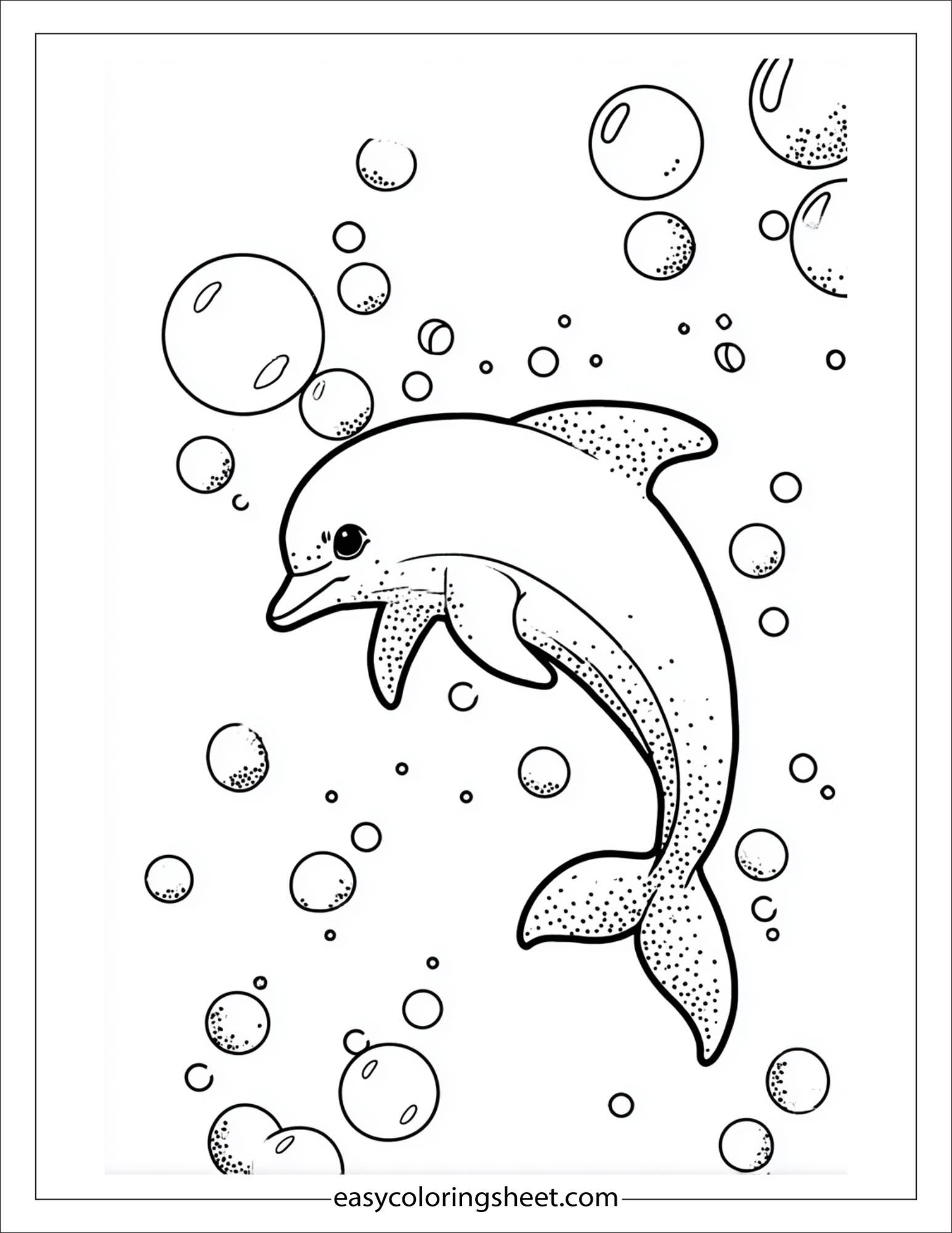 dolphin hiding under bubbles