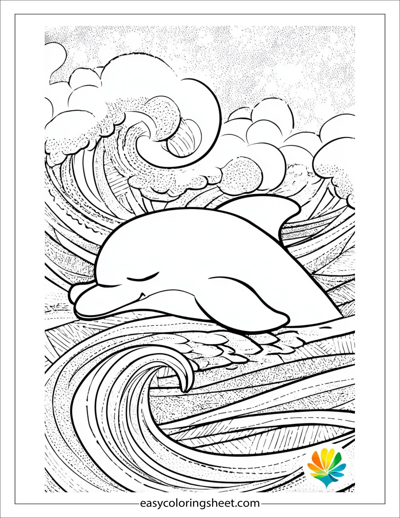 dolphin sleeping on waves