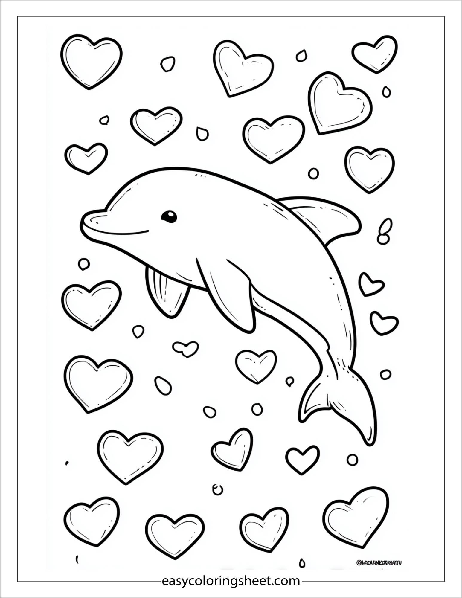 dolphin surrounded by hearts