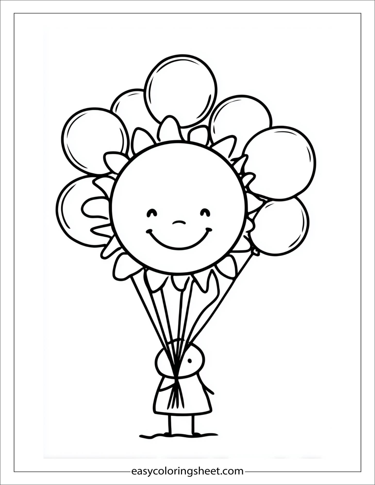 happy sun holding balloons