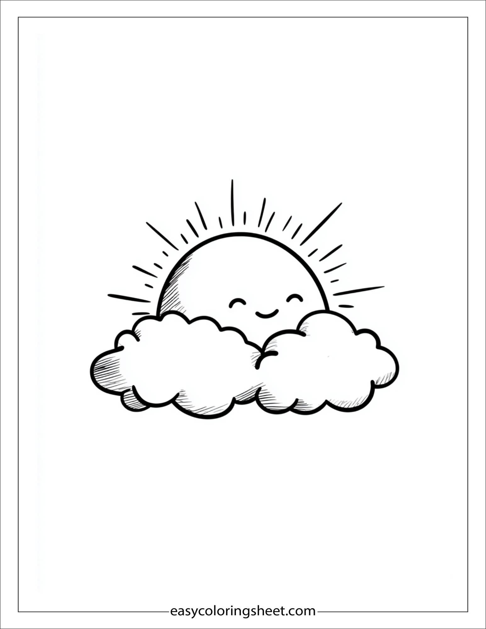 happy sun hugging a cloud