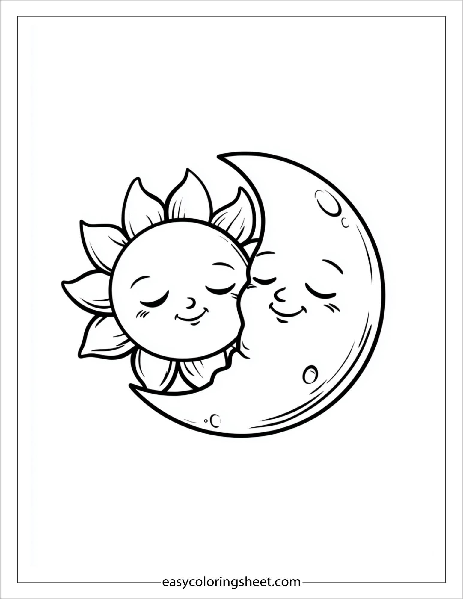 happy sun hugging the moon